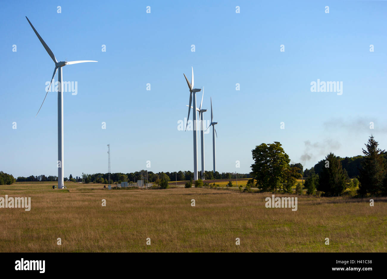 Windkraftanlagen in der Nähe von Singhampton, Ontario, Kanada Stockfoto