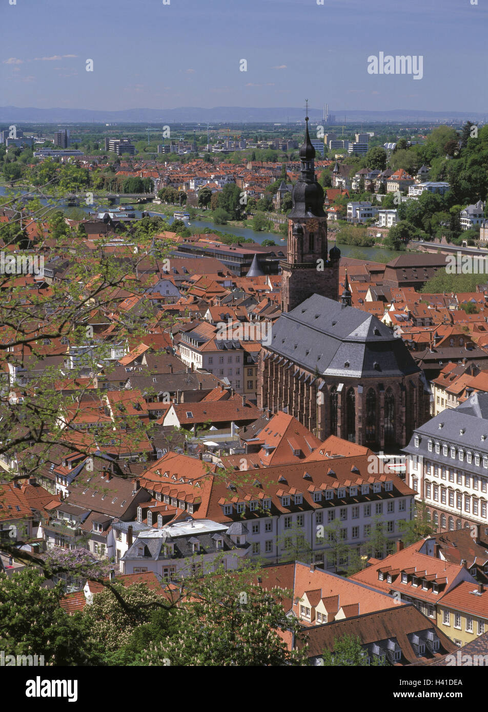 Deutschland, Baden-Württemberg, Heidelberg, Stadtübersicht, Heilige Geist Kirche, Europa, Rhein-Neckar-Kreis, Stadt, Übersicht, Kirche, Heilige Bau, Kirche, Architektur, Gebäude, Struktur, Kirchturm, 15. Jhdt., Baustil, spätgotisch Stockfoto