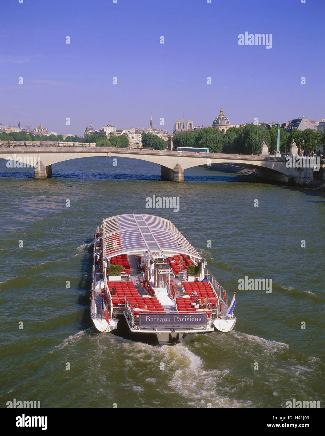 Frankreich, Paris, River, Urlaub, Schiff, Europa, Abteilung Ville de Paris, Stadt, Hauptstadt, Stadt Teil, Flussreise, Schiff, Navigation, Tourismus, Tourismus, Brücke Stockfoto
