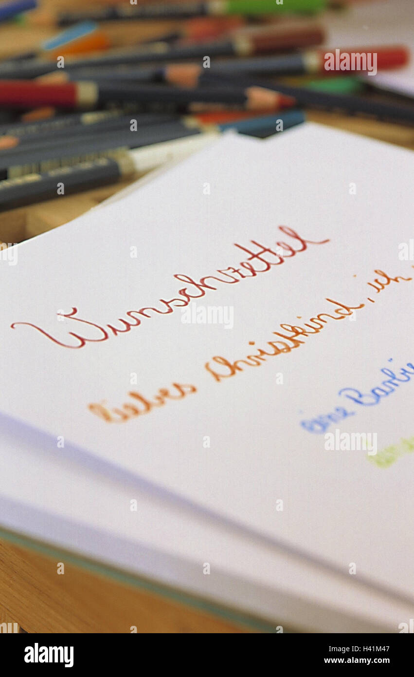 Adventszeit, wünschenswert Slip Papier, detail, Advent, Weihnachtszeit, Yule Flut, Rutschen, Papier, Wünsche, Weihnachtswünsche, Stillleben, Produktfotografie Stockfoto