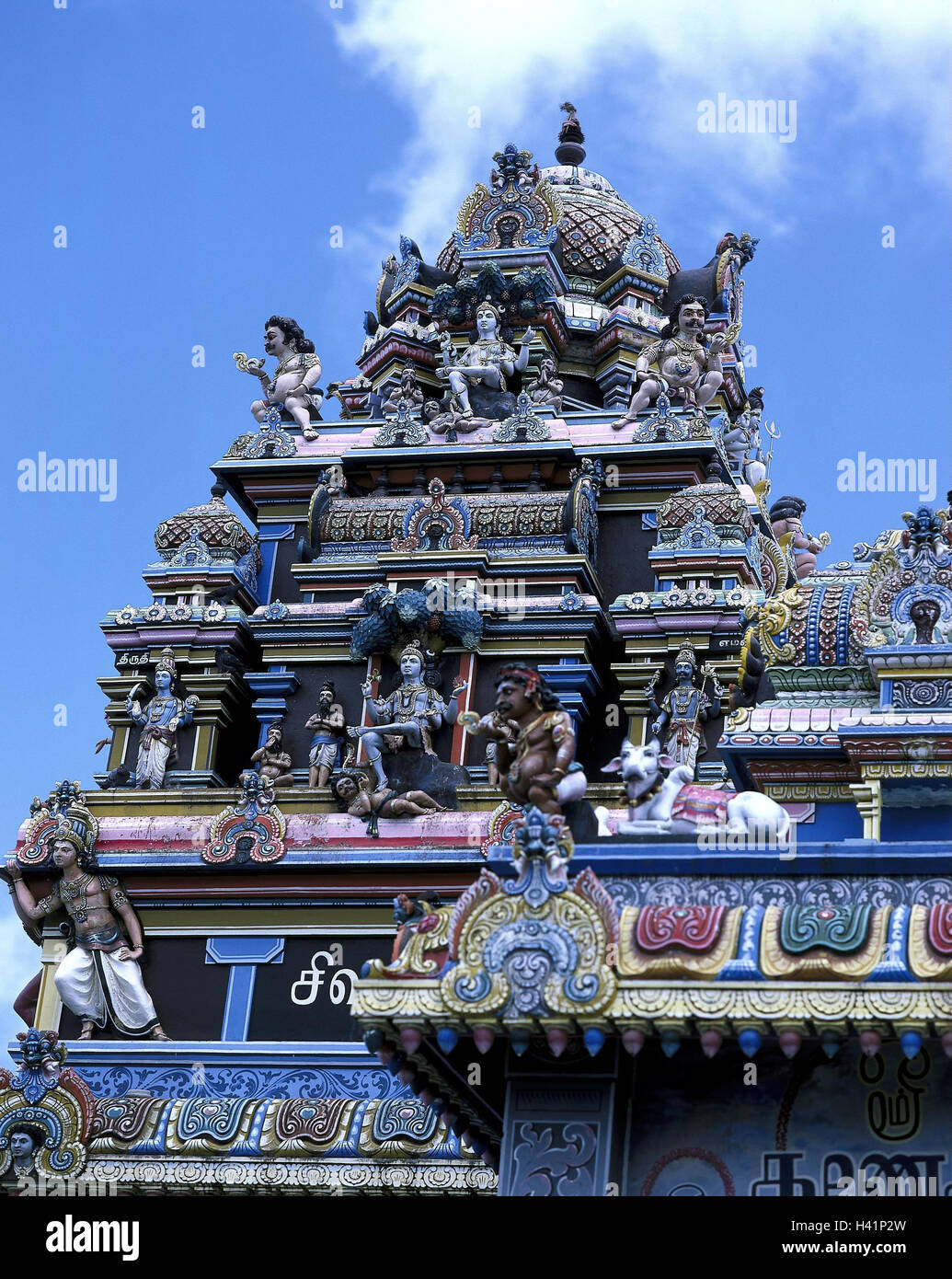 Mauritius, Port Louis, Hindutempel, detail, Indischer Ozean, Maskarenen, Inselstaat, Insel, Hauptstadt, Tempel, Struktur, Architektur, Baustil, Hinduismus, Hindu Tempel, Figuren, Vorschlagnote, Götter, glauben, Religion, Ansicht Stockfoto
