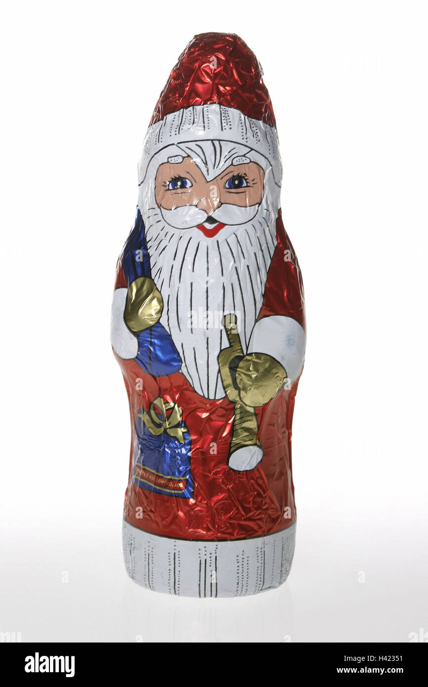 Schokolade Schokolade Nikolaus Nikolaus, Schokolade Santa Claus, Weihnachtsmann, Schokolade, Pralinen, süß, süß, mit Zucker, Symbol, knabbern, Advent, Santa, Weihnachten, Yule Flut, Weihnachtszeit, Kindheit, Produktfotografie Stockfoto