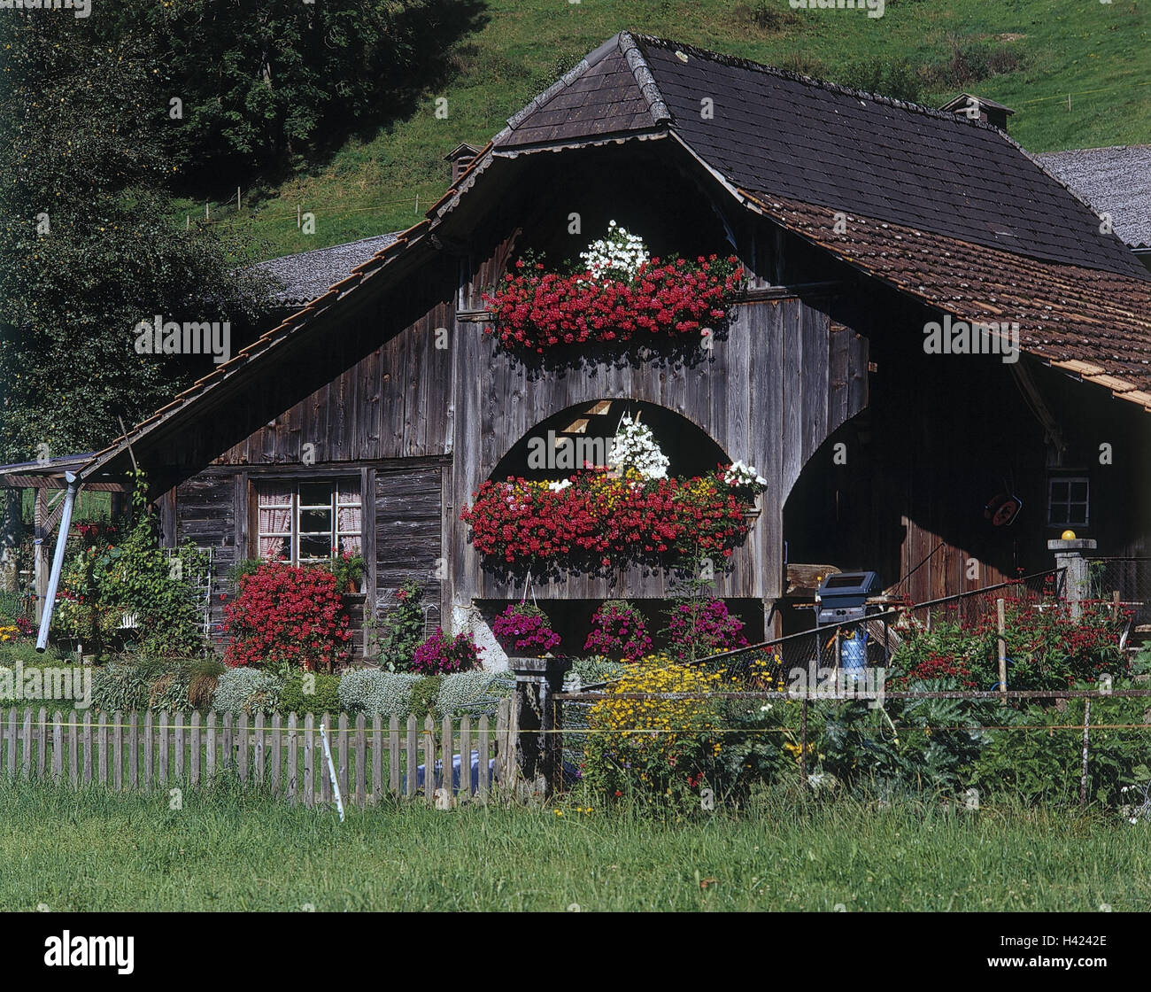 Schweiz, Kanton Bern, Emmental, Bauernhaus, Blumenschmuck, Sommer
