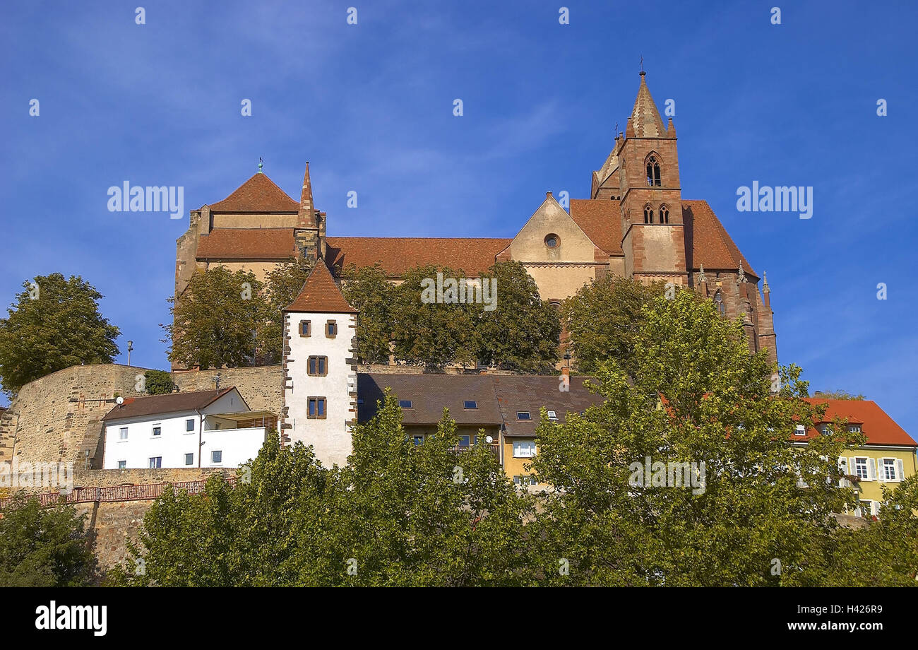 Deutschland, Baden-Württemberg, Kaiserstuhl, Breisach, St. Stephansmünster, Europa, Oberrhein Broads Flachland, Stadt, Teil Stadt Breisacher Münster, Kirche, Kirche, Heilige Bau, Architektur, Gebäude, Struktur, baut etwa 1200 bis 15. Jahrhundert, Pla Stockfoto