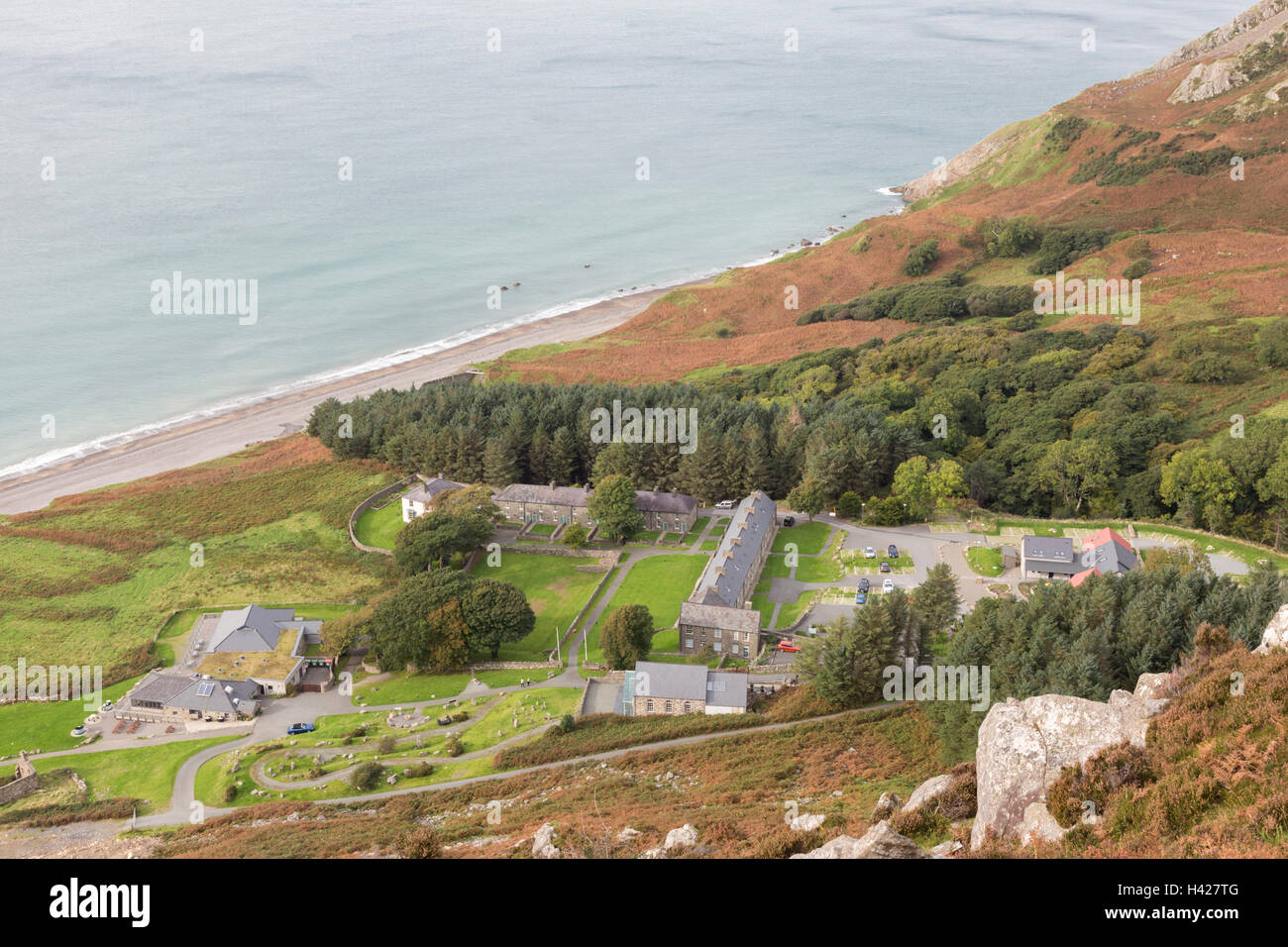 Die walisische Sprache und das Erbe im Zentrum am Nant Gwrtheyrn, Llithfaen, Gwynedd, Wales, UK Stockfoto