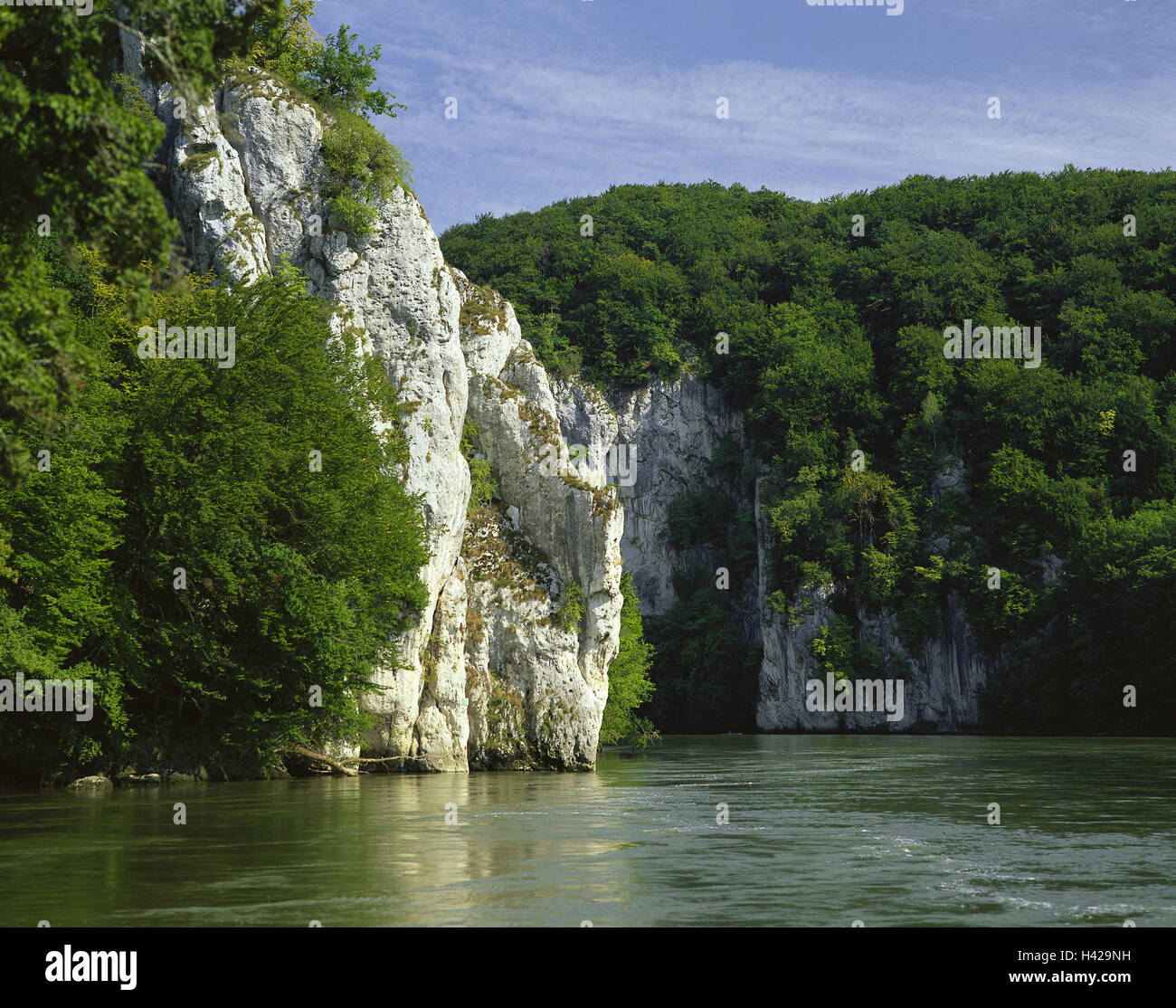 Deutschland, Bayern, Schloss der Welt, Danube Durchbruch, Süddeutschland, Berge, Felsen, Steilfelsen, Fluss, Gewässer, Ziel, Ort von Interesse, Felswände, menschenleer, Natur, Durchbruch Stockfoto