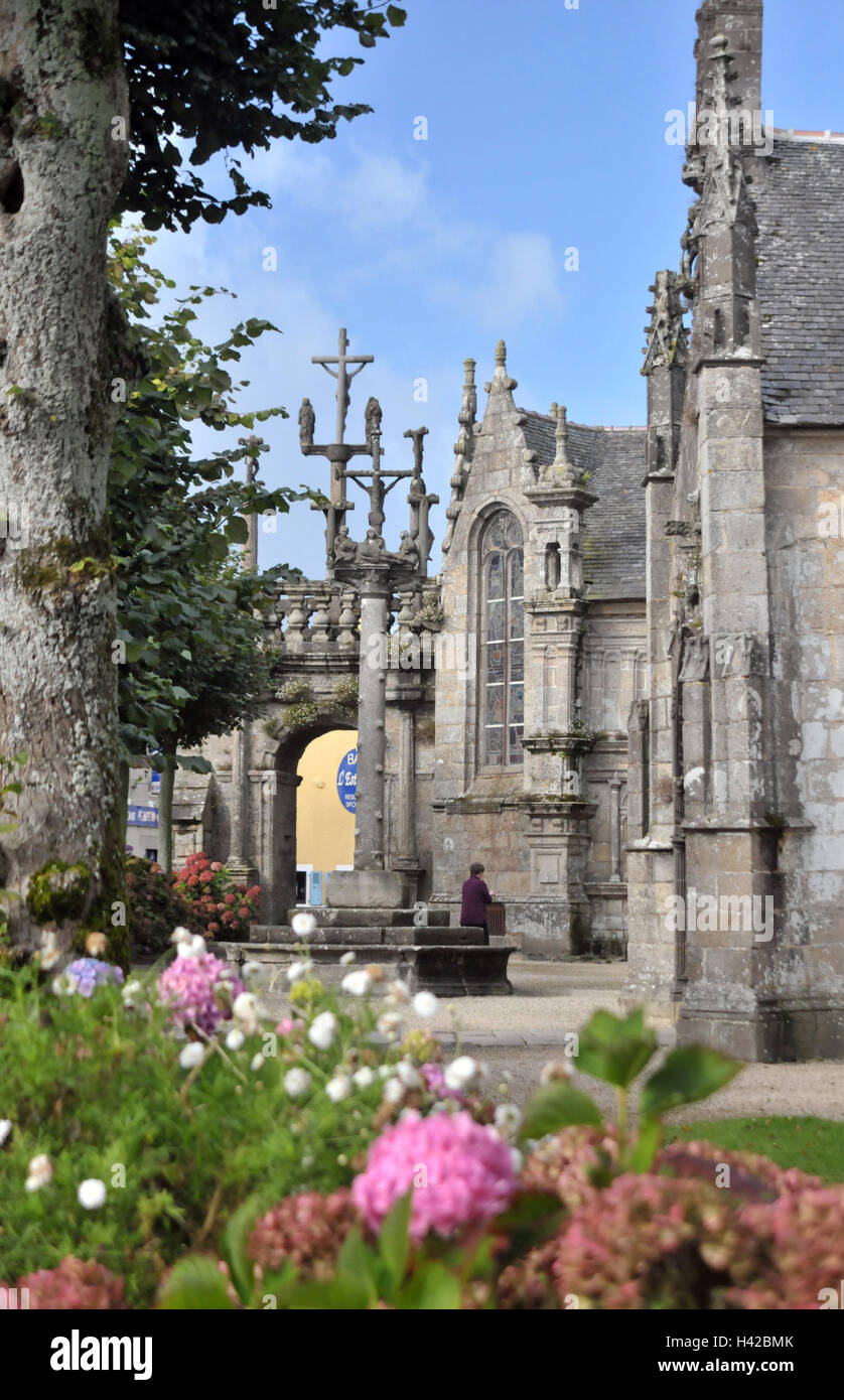 Frankreich, Bretagne, ruhiger-Guimiliau, Kirche, Fassade, Detail, Stockfoto