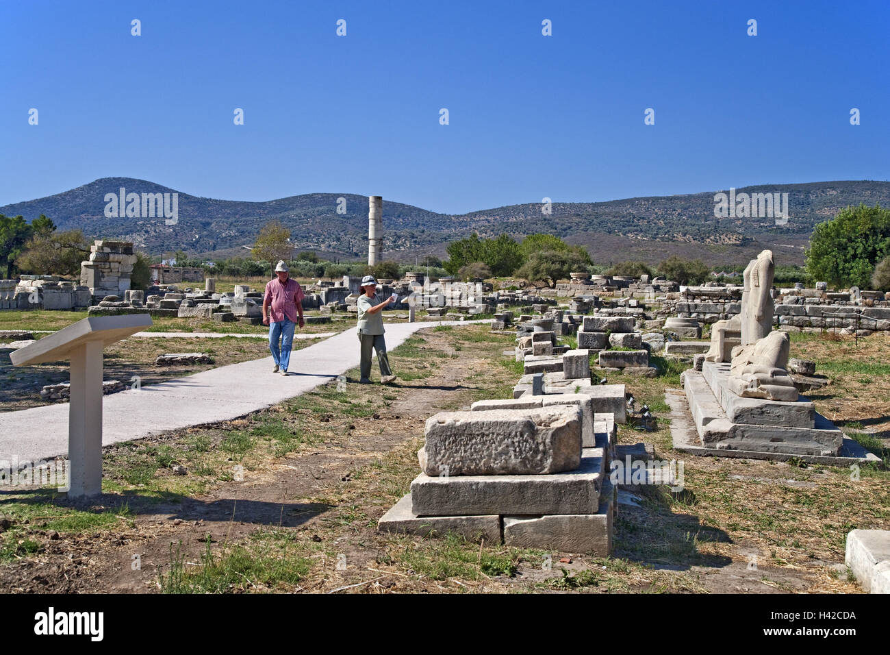 Ausgrabungsstätte Heraion, Insel Samos, Insel im Mittelmeer, Griechenland, Europa Stockfoto