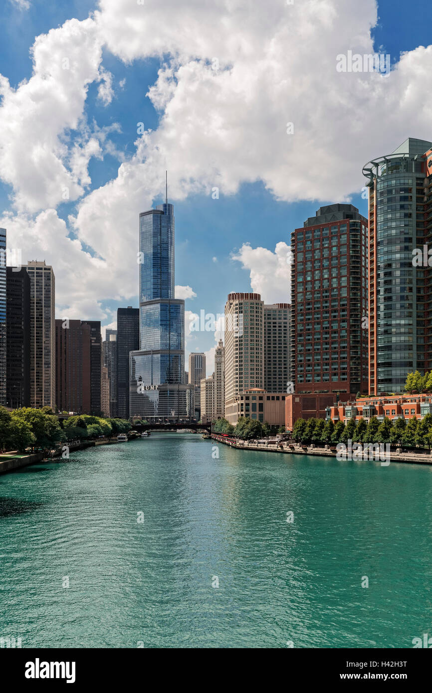 Auf der Suche auf dem Chicago River, Chicago, Illinois Stockfoto