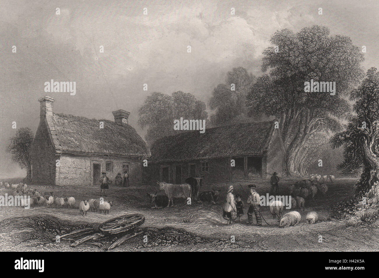 Bauernhof Lochlea, traditionsgemäß. Robert Burns. Schottland. BARTLETT c1840 Alter Druck Stockfoto