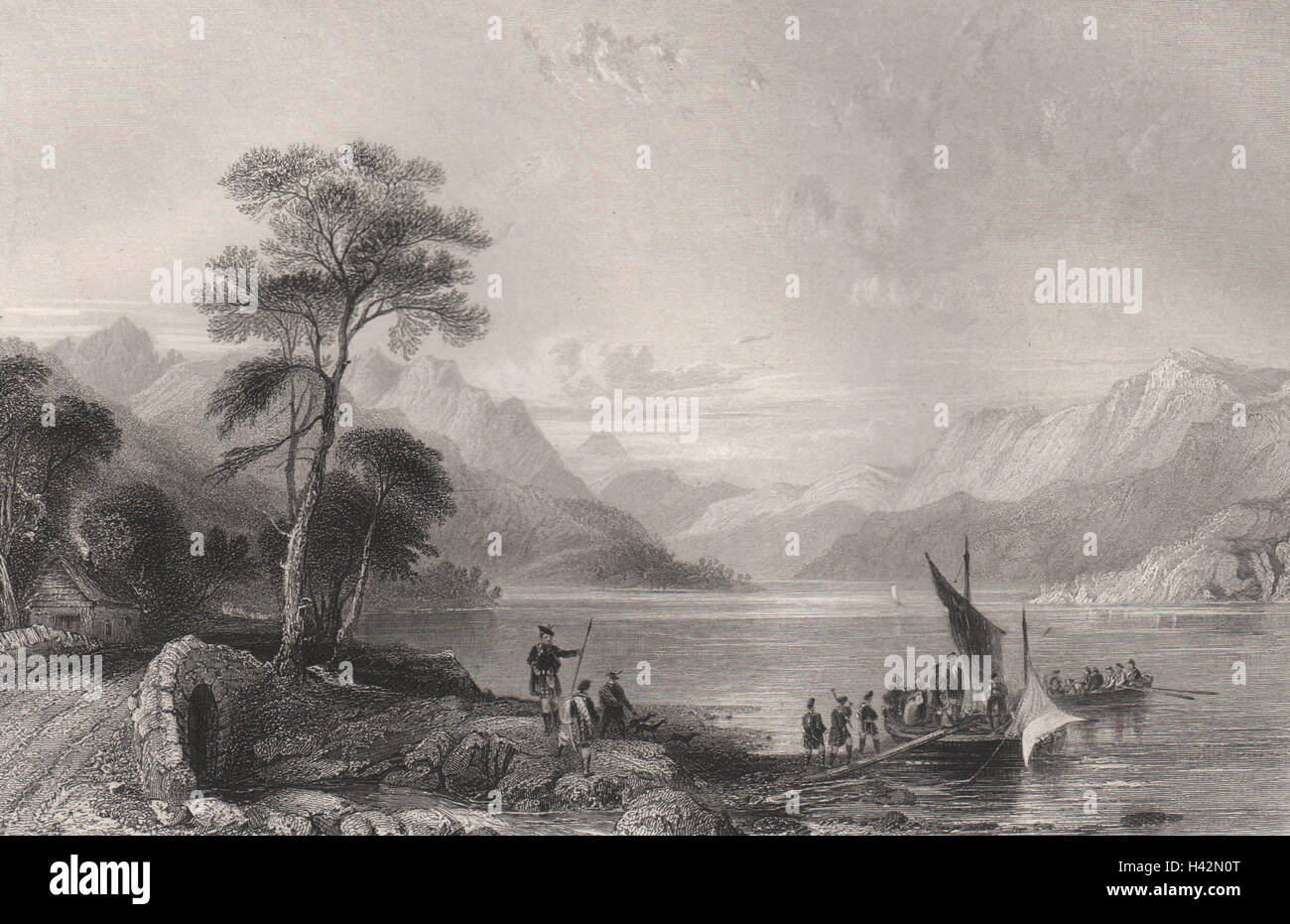 Loch Lomond von unten Tarbet. Dunbartonshire. Argyll & Bute. ALLOM c1840 Stockfoto