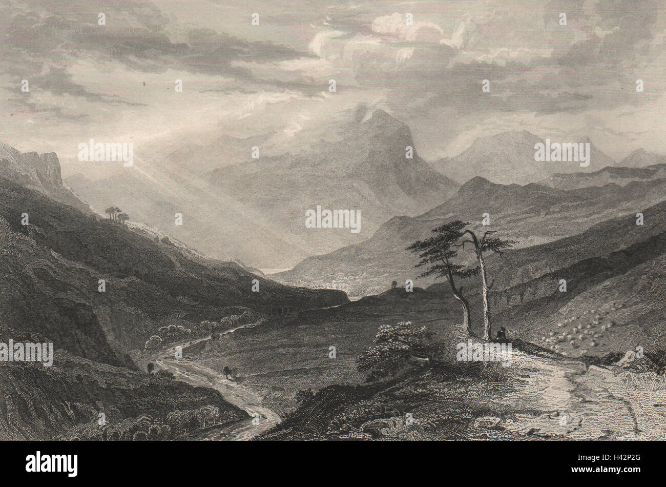 Glen Ericht. Schottland. Glenericht. Alte antike print Bild braun 1868 Stockfoto
