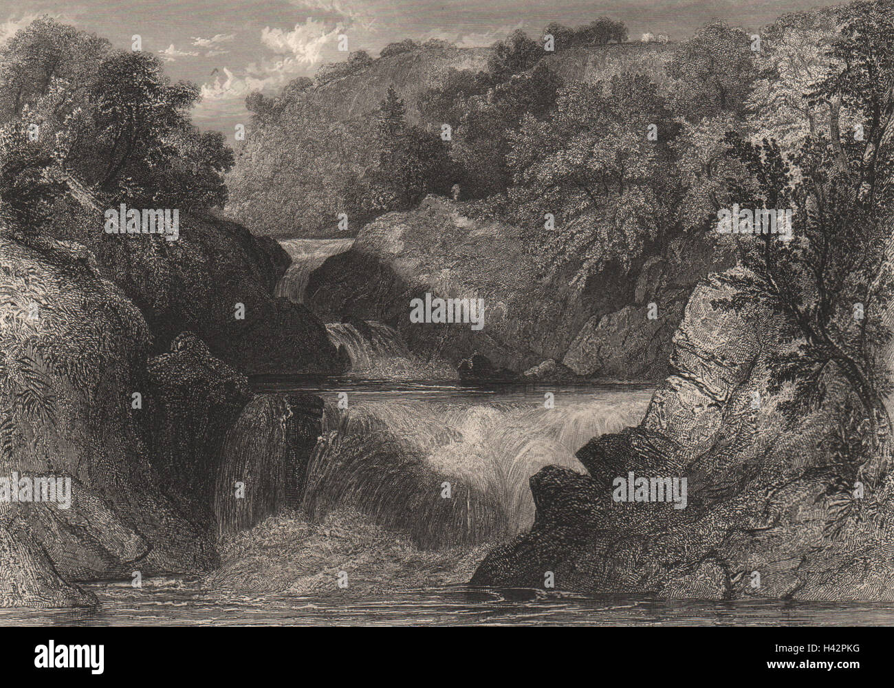Falls Lochay, Stirling, Schottland. HOUSTON 1868 alt antik print Stockfoto