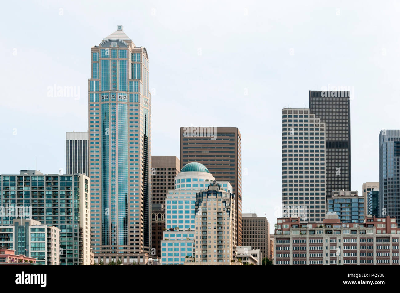 Seattle Skyline von Elliott Bay. Stockfoto