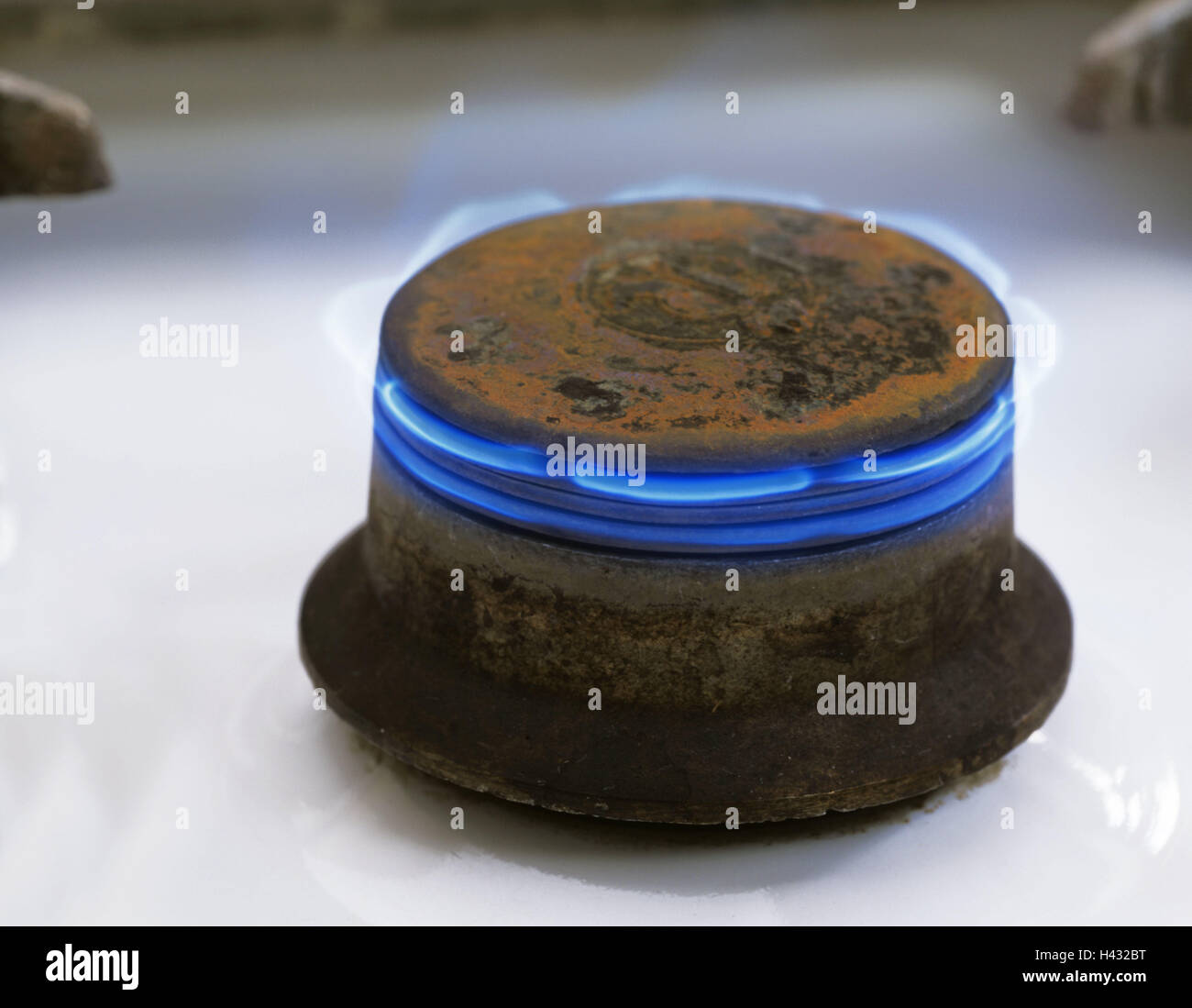 Gas-Bereich Flamme, Energie, Gas, Gasherd, Flamme, Koch, Feuer, rostet, Kontroll-Leuchte, Produktfotografie, Stockfoto