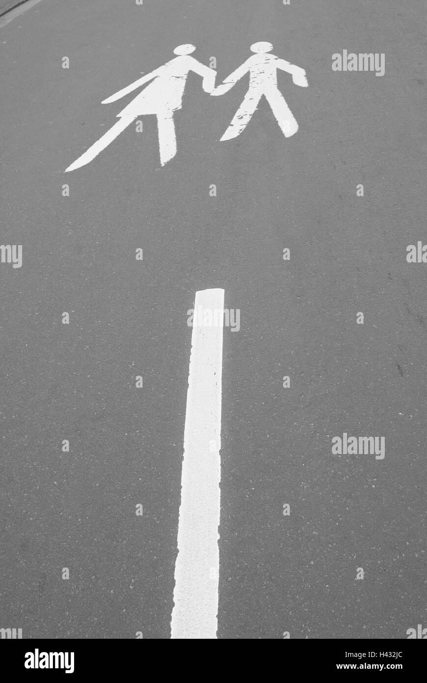 Straße, Bürgersteig, Piktogramm, Fußgänger, Stockfoto
