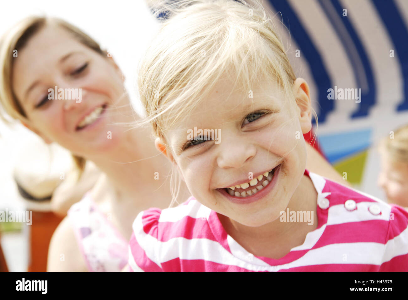 Mutter, Tochter, glücklich, Portrait, Sommer, Stockfoto