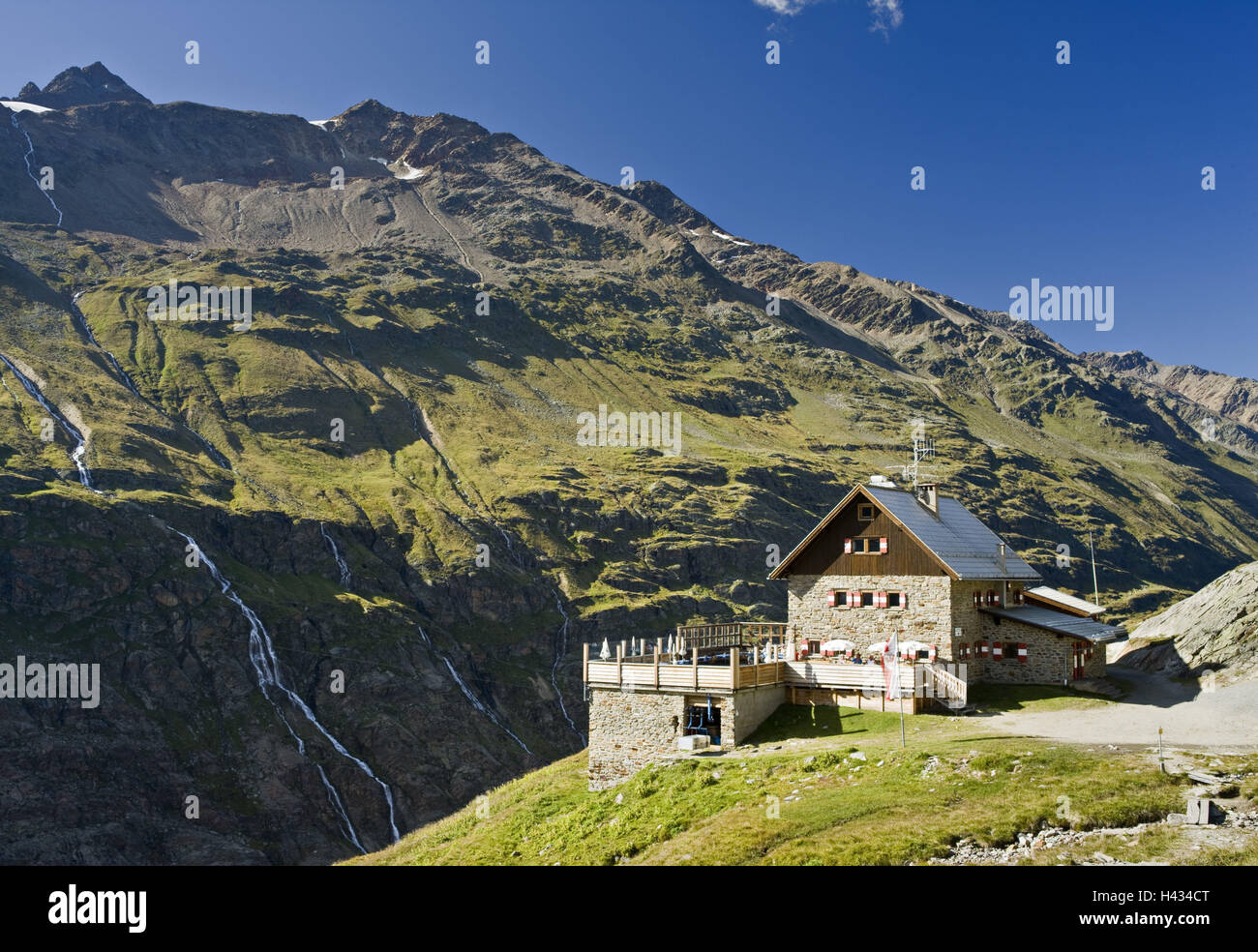 Österreich, Tirol, Ötztaler Alpen, Obergurgl, Berghütte, Stockfoto