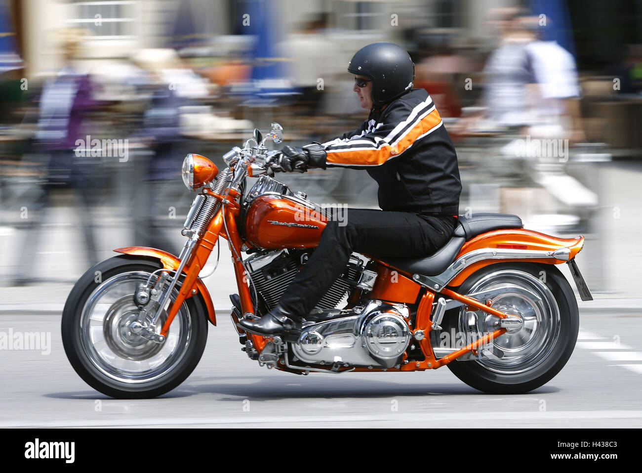 Stadt, Harley Davidson, Reise, geholfen, zu ziehen, Stockfoto