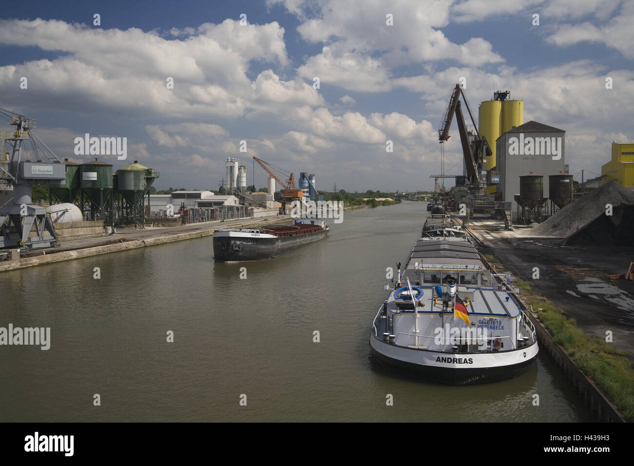 Deutschland, Nordrhein-Westfalen, Hamm, heute Hamm Kanal, Industriehafen, Stadt, Navigation, Wasserweg, Wasser, Kanal, Schiffe, Hafen, Wirtschaft, Verkehr, Stockfoto