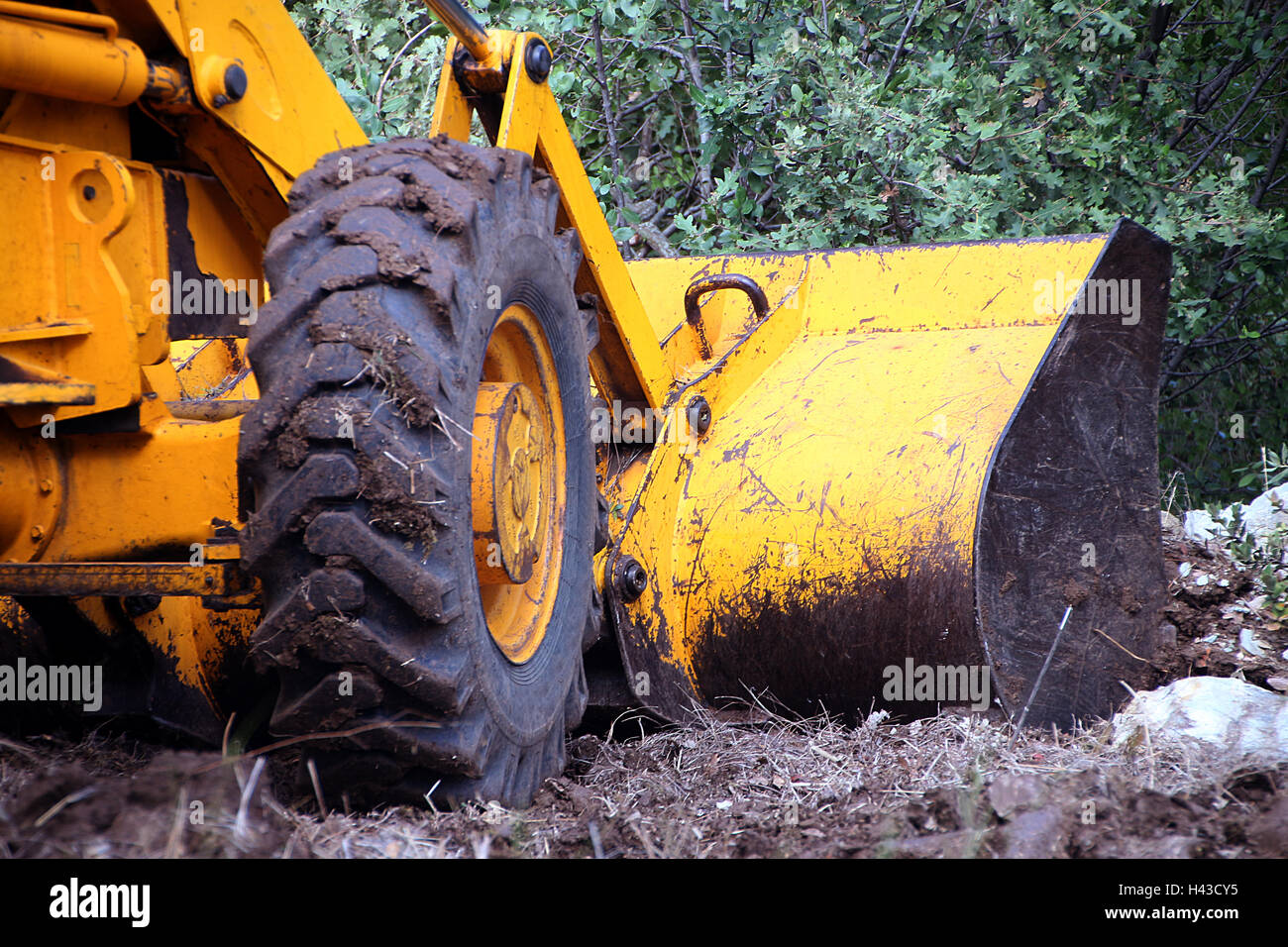 Mechanischen Bagger Aushub-Boden Stockfoto