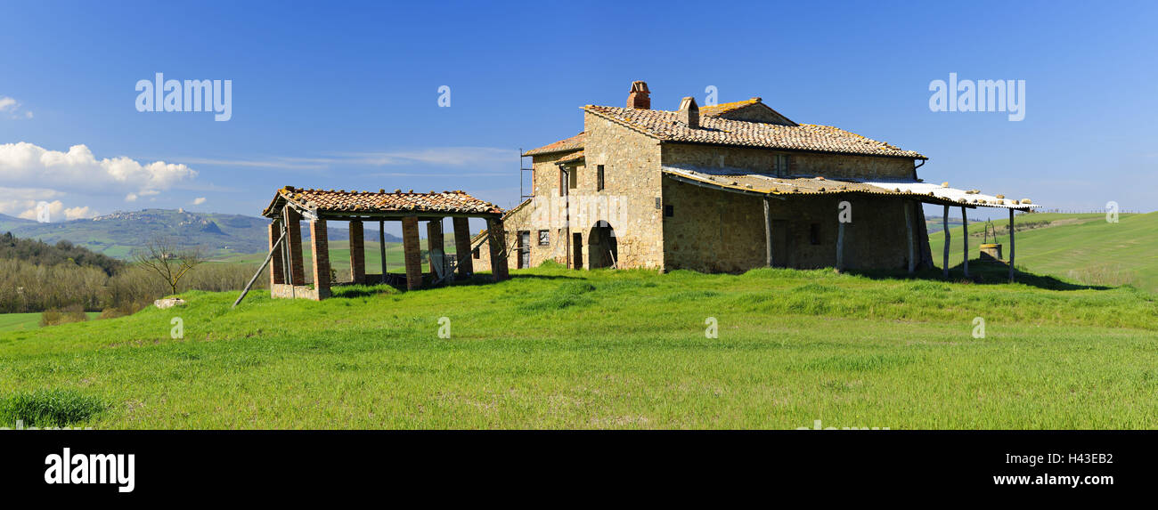 Italien, Toskana, Provinz Siena, Val d ' Orcia, Alter Bauernhof, Stockfoto