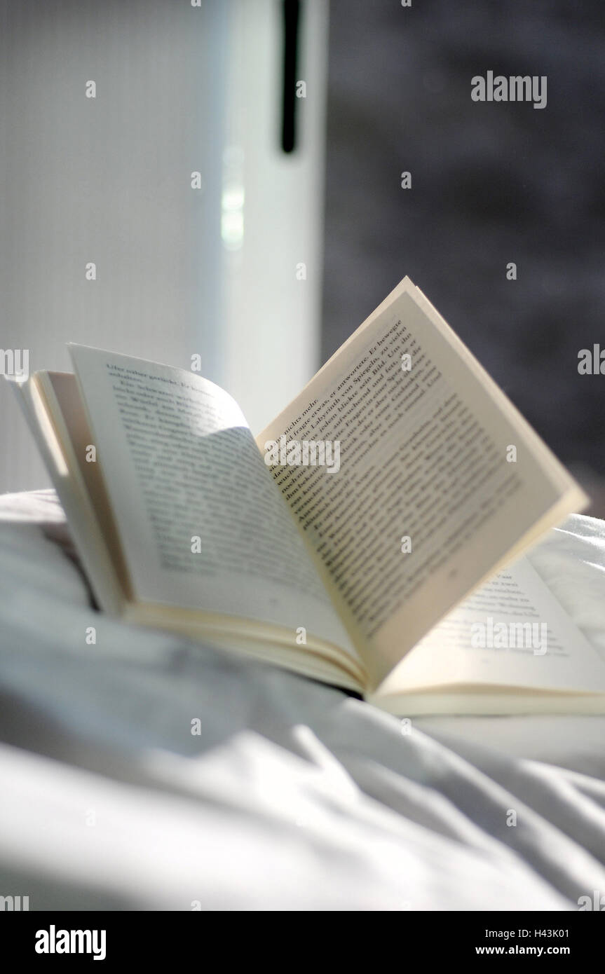 Buch geöffnet, Seiten, Detail, Unschärfe, Stockfoto