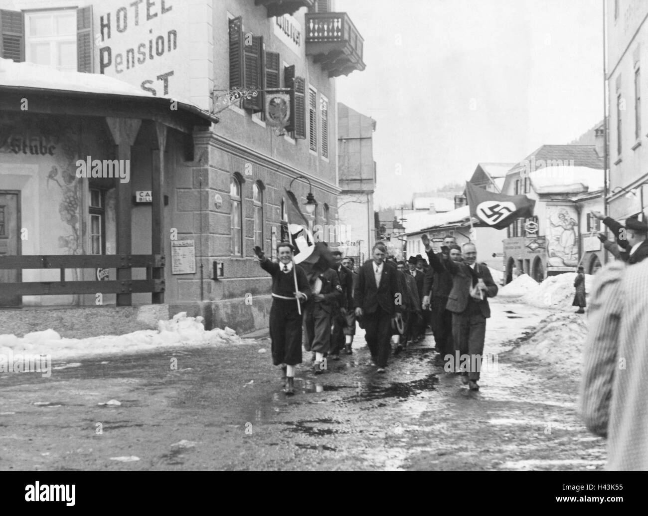 Österreich, Tirol, Seefeld, 1938, Verbindung, Männer, marschieren, Stockfoto