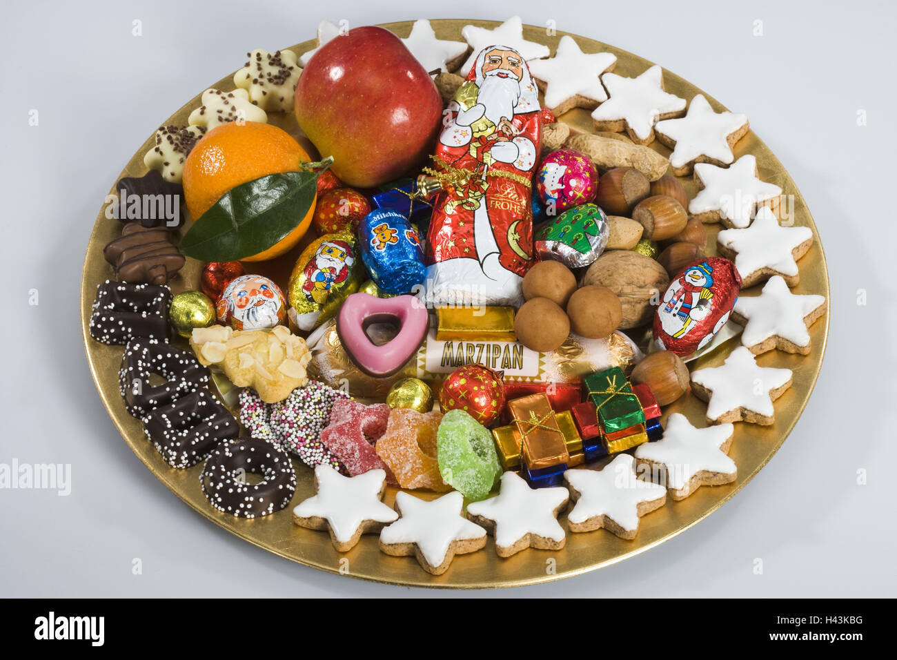 Weihnachtsteller, von oben Stockfotografie