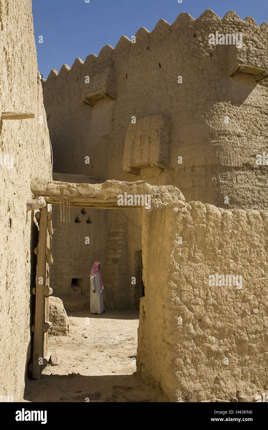 Saudi Arabien, Provinz Tabuk, Ibn Rumman Palast, Mann, Stockfoto
