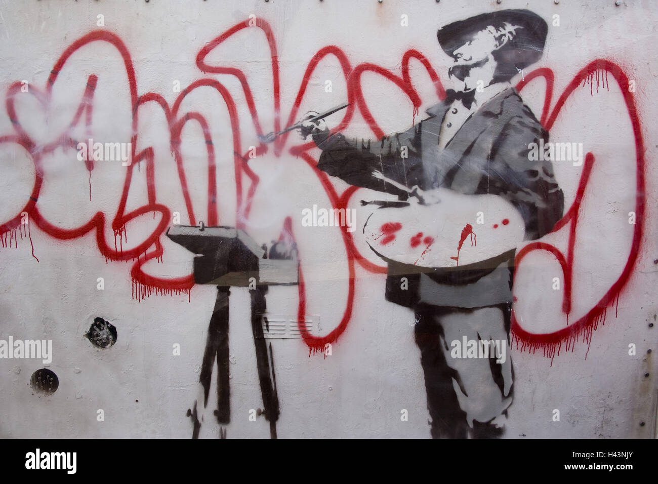 Banksy Kunst, Portobello Road, Kensington, Chelsea, London, England, UK, Stockfoto