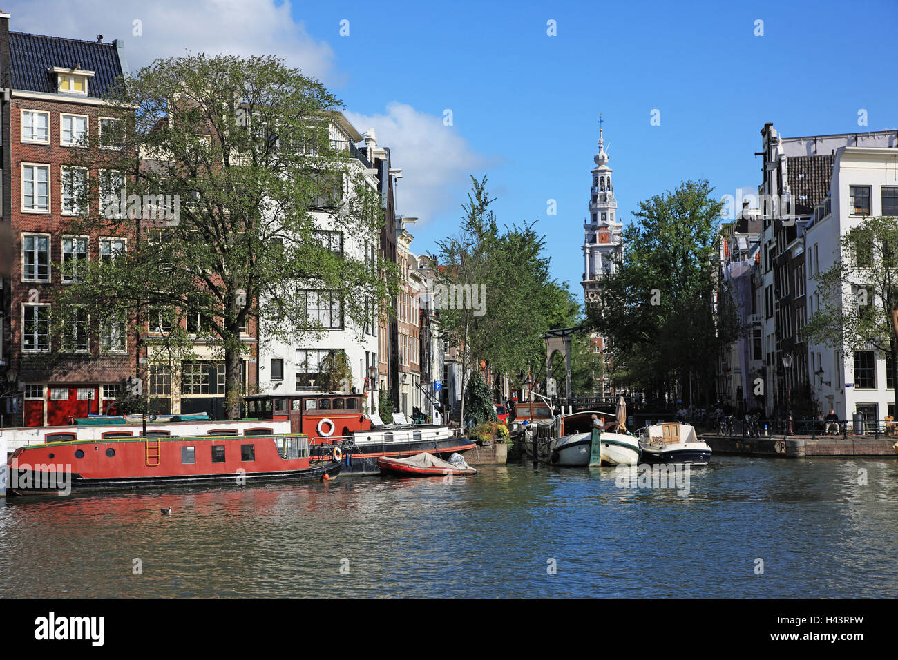 Niederlande, Amsterdam, Kanal, Stiefel, Stockfoto