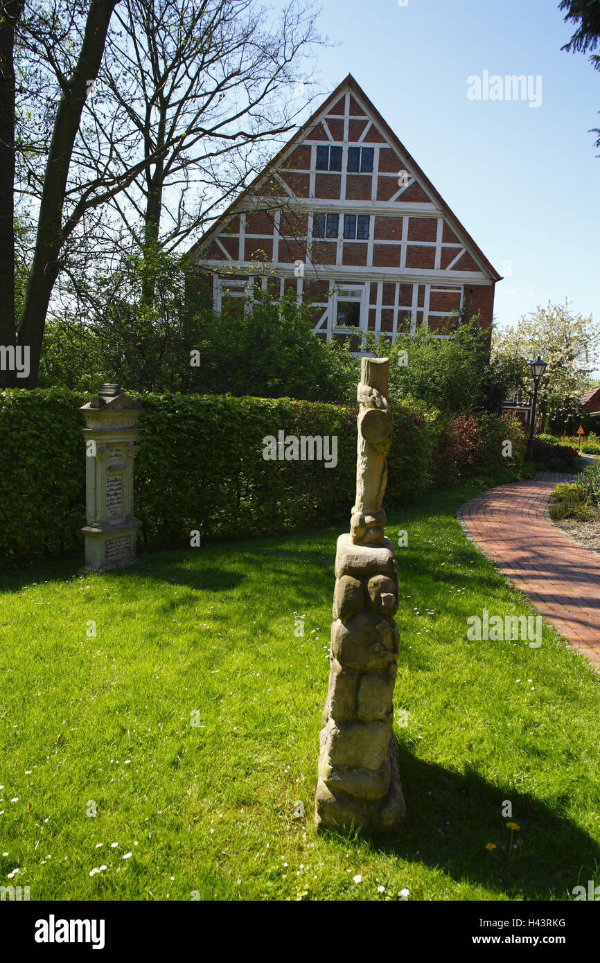 Altes Land, Fachwerkhaus in Jork-Borstel, Kreuz, Stockfoto Altes Land, Fachwerkhaus in Jork-Borstel, Kreuz, Stockfoto