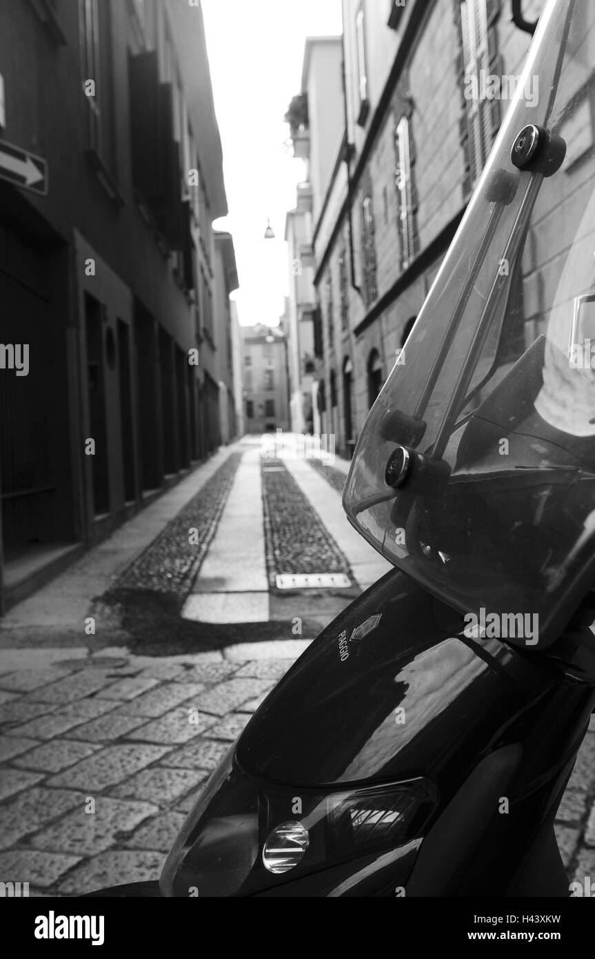 Italien, Mailand, Straße, Vespa, Detail, s/w, Stockfoto