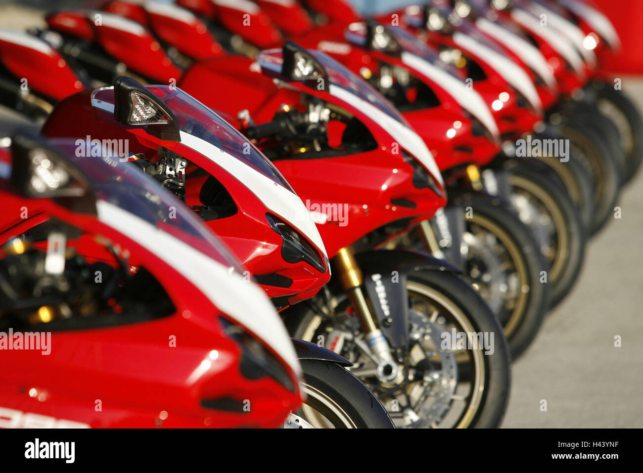 Motorräder, Ducati 1098R, aufgereiht, Detail, Stockfoto