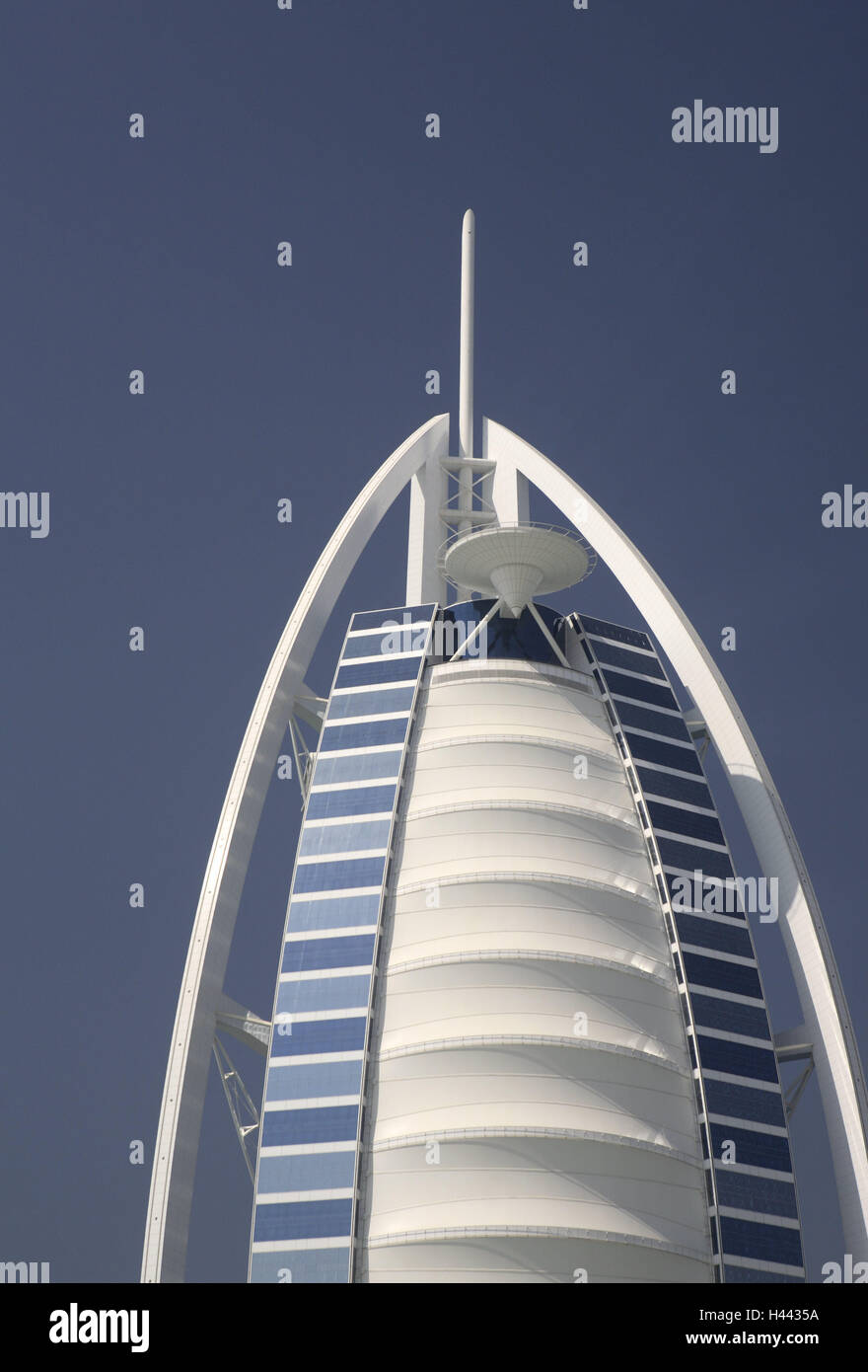 Vereinigte Arabische Emirate, Dubai, fünf-Sterne-Hotel Burj Al Arab, detail, dem vorderen Orient, Stadt, Hauptstadt, Haus, Hotel, Burj al Arab 7-Sterne-Hotel, Struktur, Wahrzeichen, imposant, Modern, Architektur, Hochhaus, Hotellerie, Tourismus, Reichtum, Luxus, Vacati Stockfoto