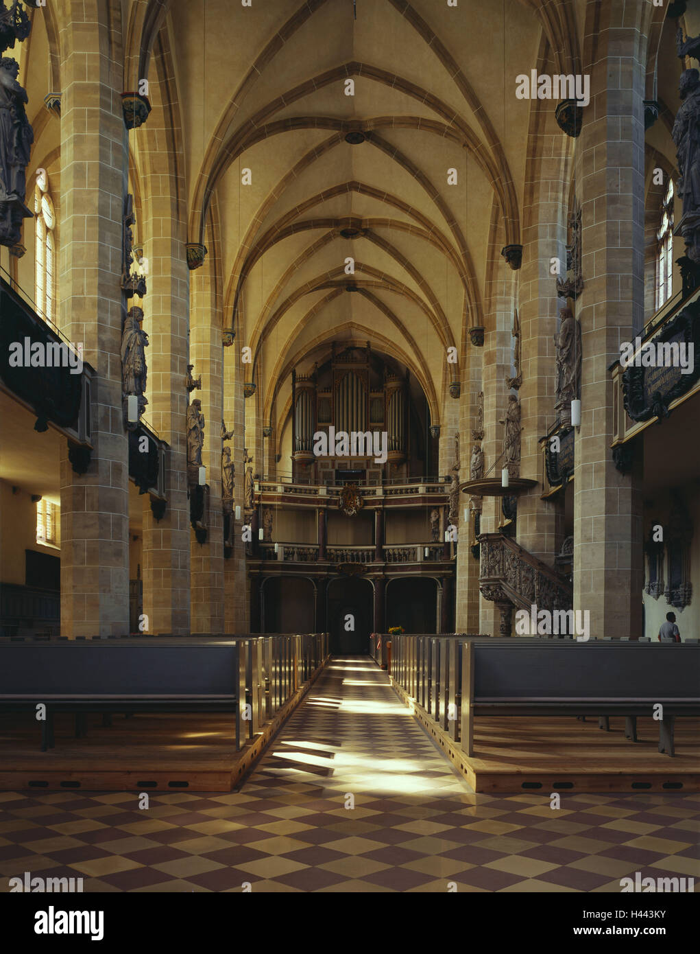 Deutschland, Sachsen-Anhalt, Halle, Halle, Kathedrale in 1280-1320, Innenansicht, Stadt, Halle, Ort von Interesse, Gebäude, Kirche, Stiftskirche, Dom, Architektur, Baustil, Hallenkirche, Dreischiffig, innen, frühgotische Säule f Stockfoto