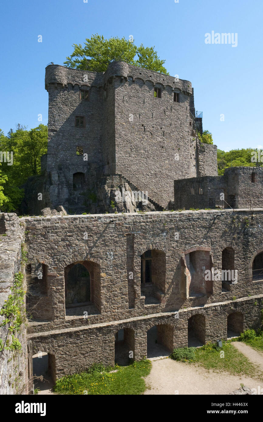 Deutschland, Baden-Wurttemberg, Baden-Baden, Burgruine alte Baden, Schwarzwald, Burg, Burgruine, Schloss, Burgruine, Struktur, Architektur, Ort von Interesse, Reiseziel, Tourismus, Stockfoto