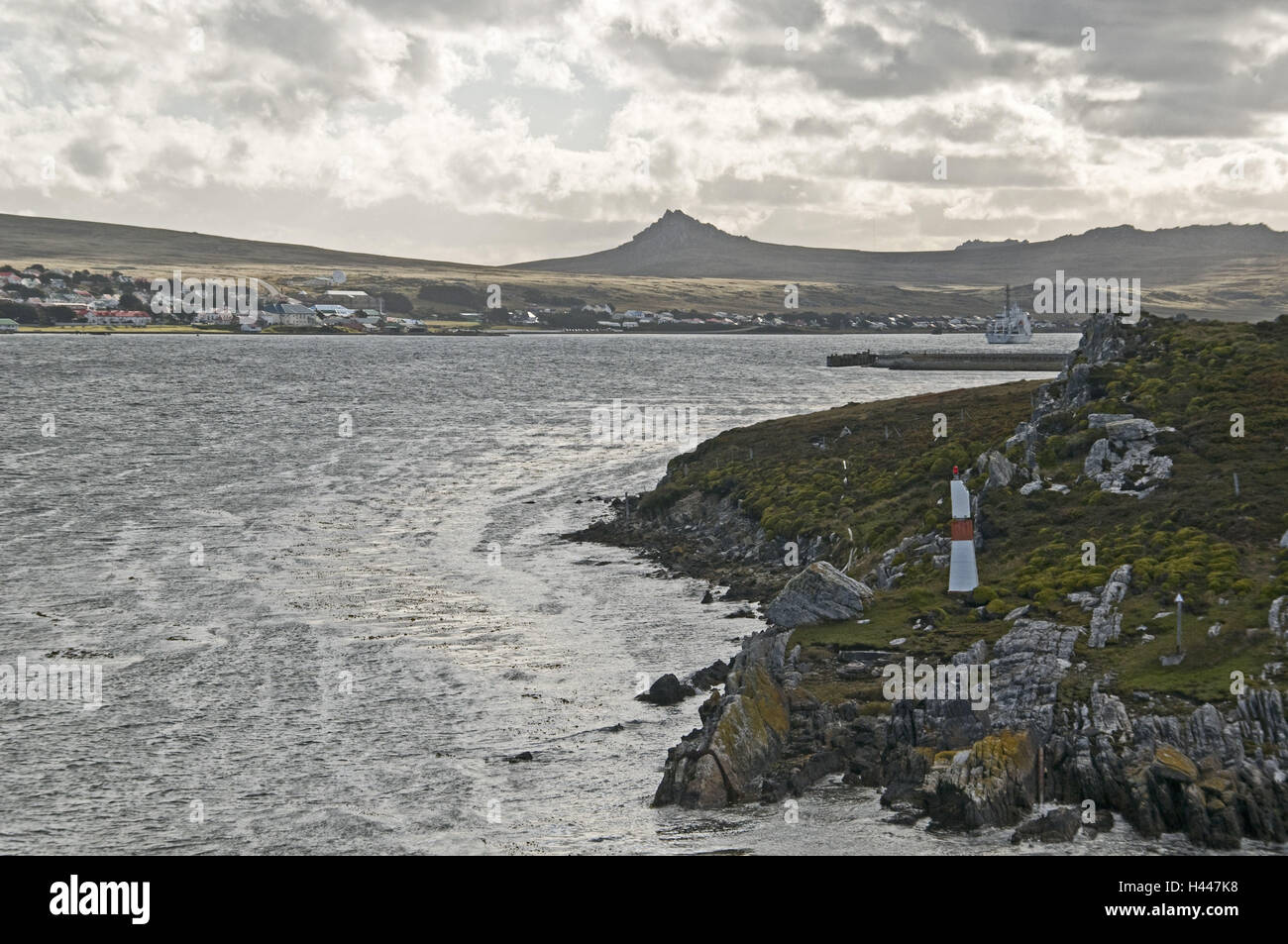 Die Falkland-Inseln, Port Stanley, lokale Ansicht, Bucht, Landschaft, Stockfoto