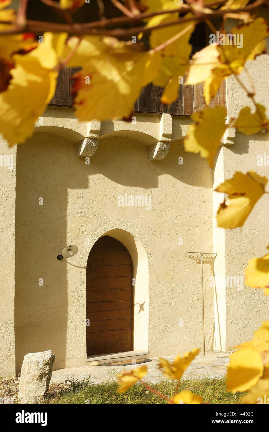 Fassade, Haustür, tippen Sie auf Schlossberg, Südtirol, Italien, im Außenbereich Stockfoto