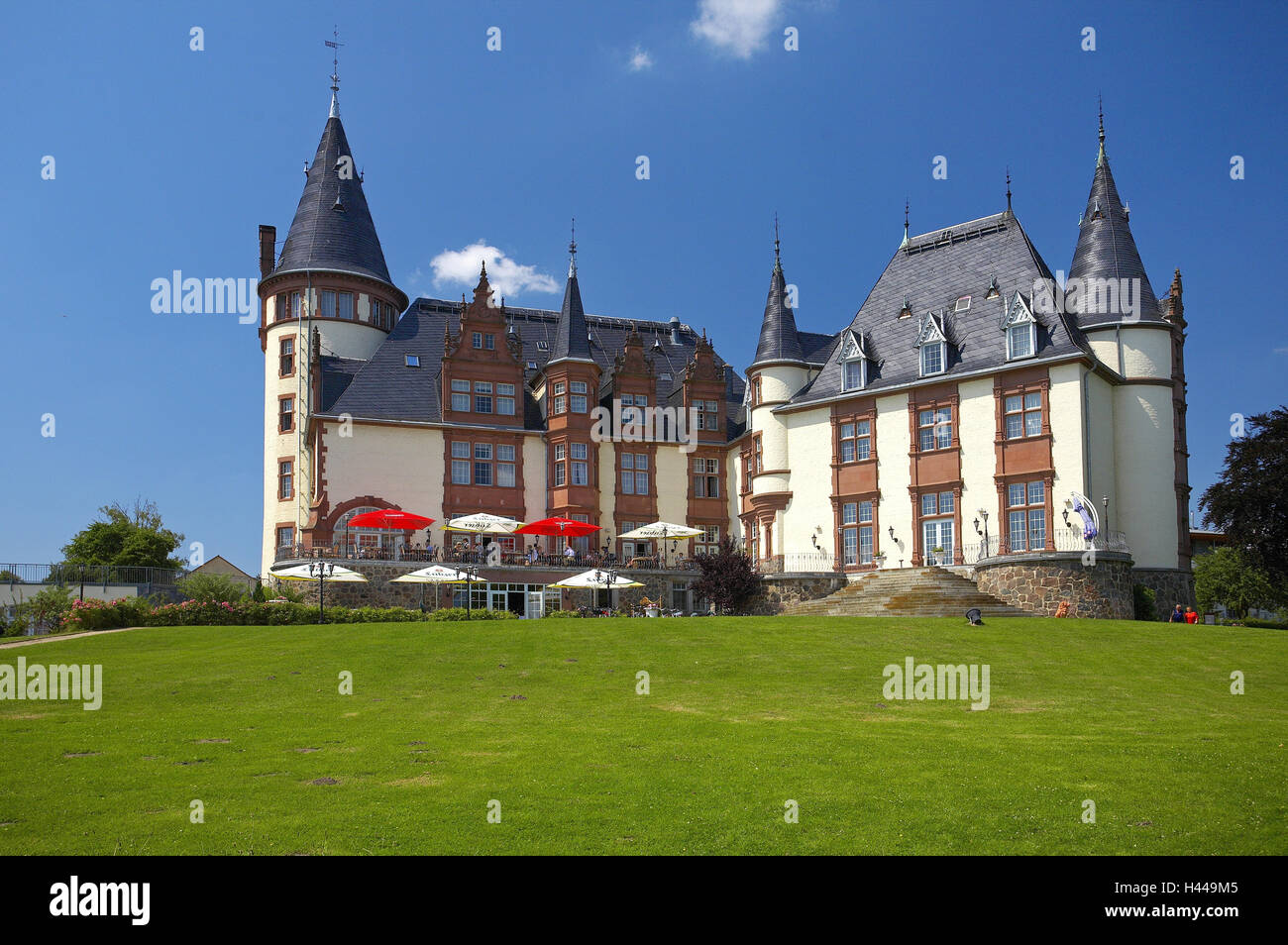 Deutschland, Mecklenburg Tiefland Ebene voll von Seen, Herunterfahren, Schlosshotel, Stockfoto