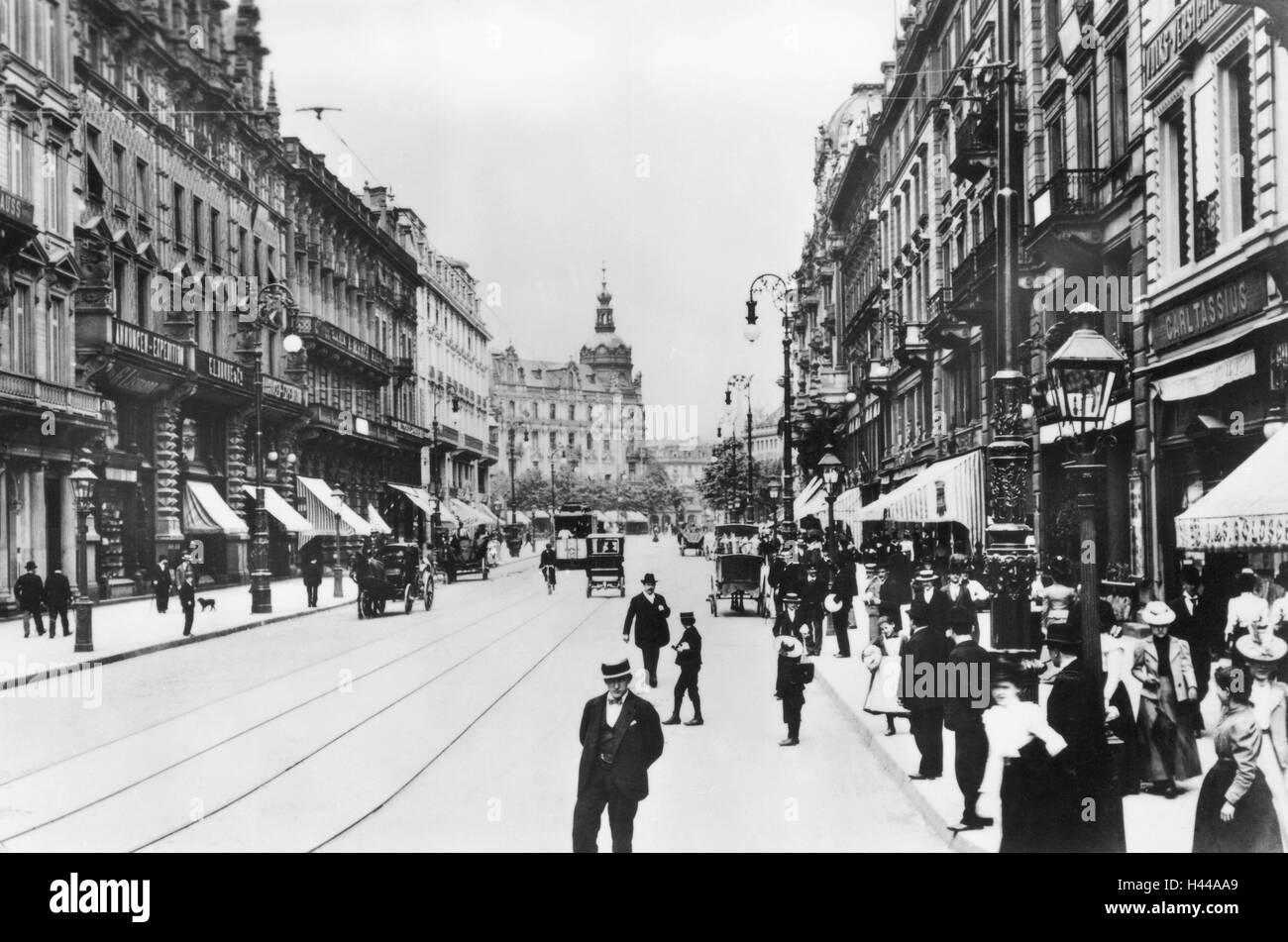 Deutschland, Hessen, Frankfurt am Main, Straßenszene, Kaiserstraße, 1904, Stockfoto