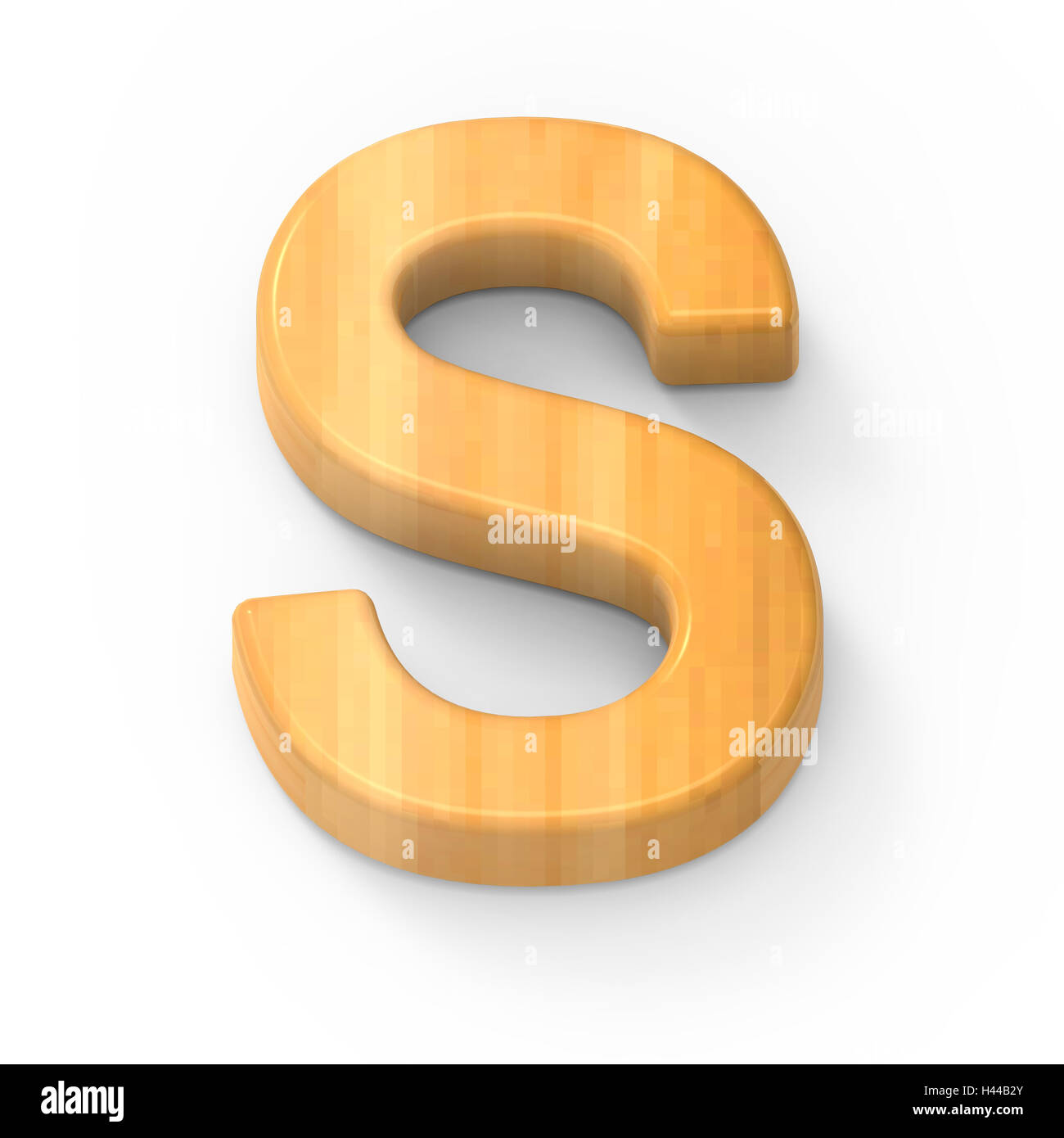 Holzfarbe Buchstabe S, 3D-Rendering grafischen isolierten weißen Hintergrund Stockfoto