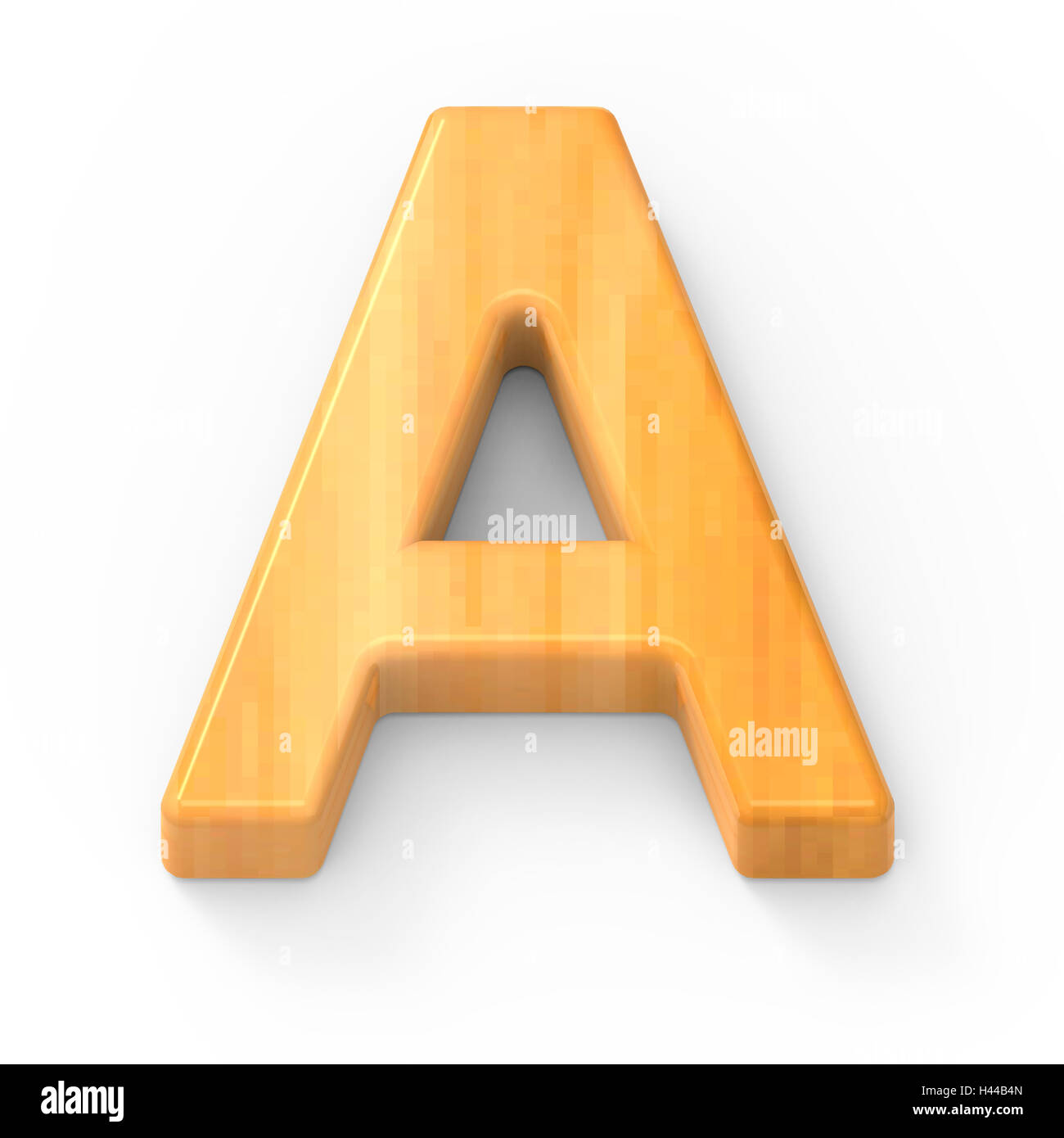Holzfarbe Buchstaben A isoliert 3D-Rendering Grafik weissen Hintergrund Stockfoto