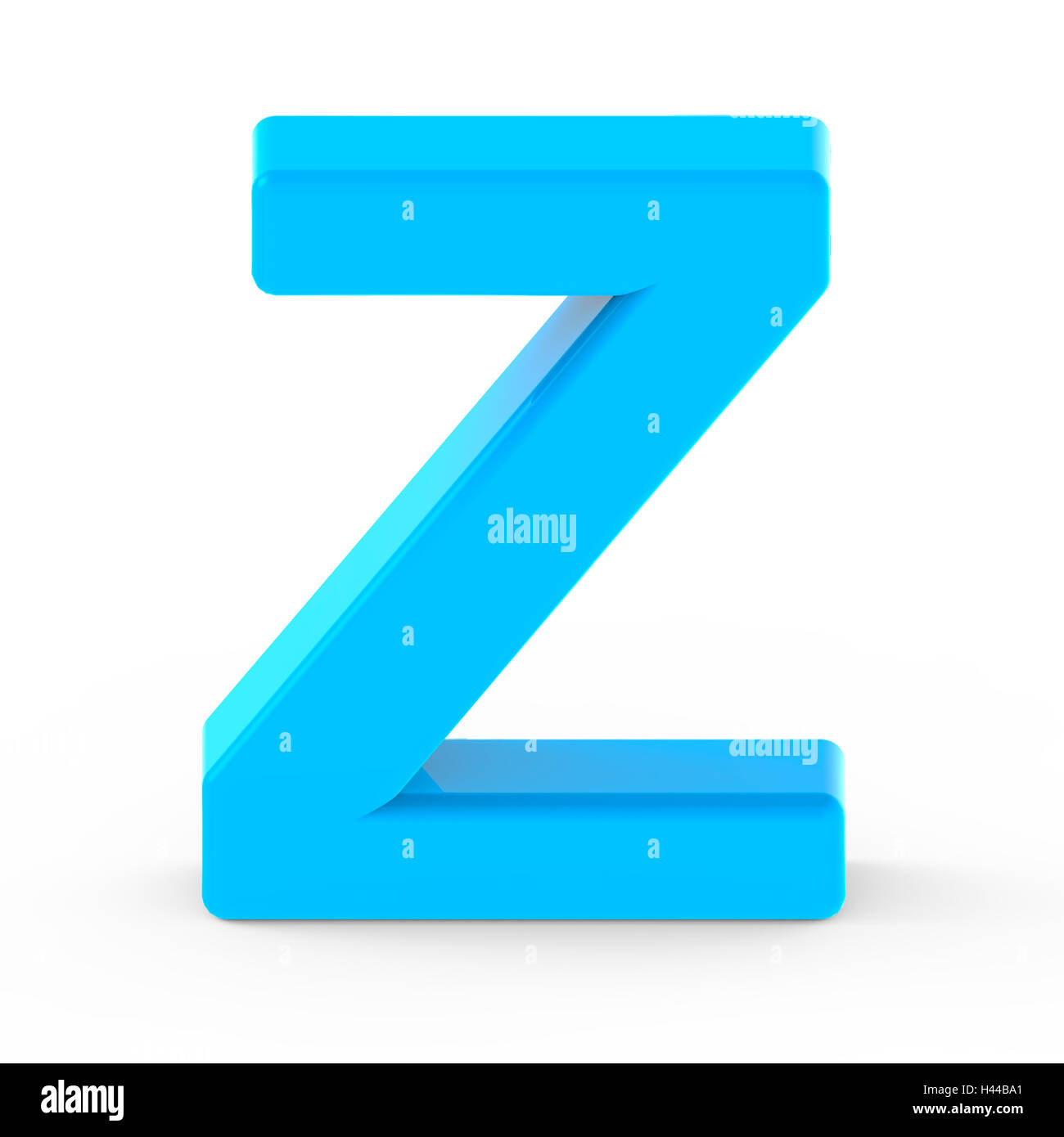 leichte blaue Buchstaben Z, 3D-Rendering grafischen isolierten weißen Hintergrund Stockfoto