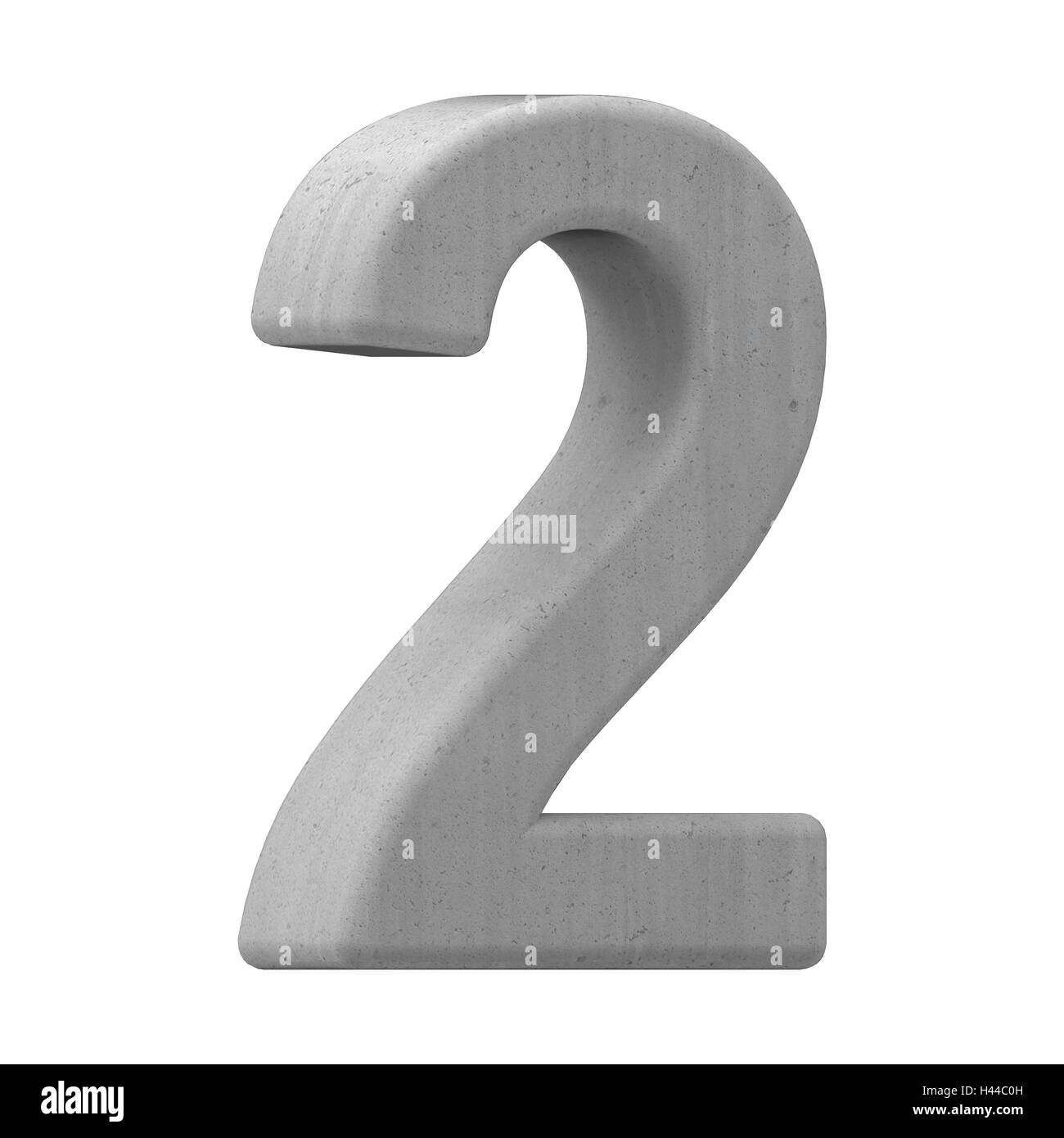 Links schiefen 3d grauen Beton Nummer 2, 3D Rendering Grafik isoliert auf weißem Hintergrund Stockfoto