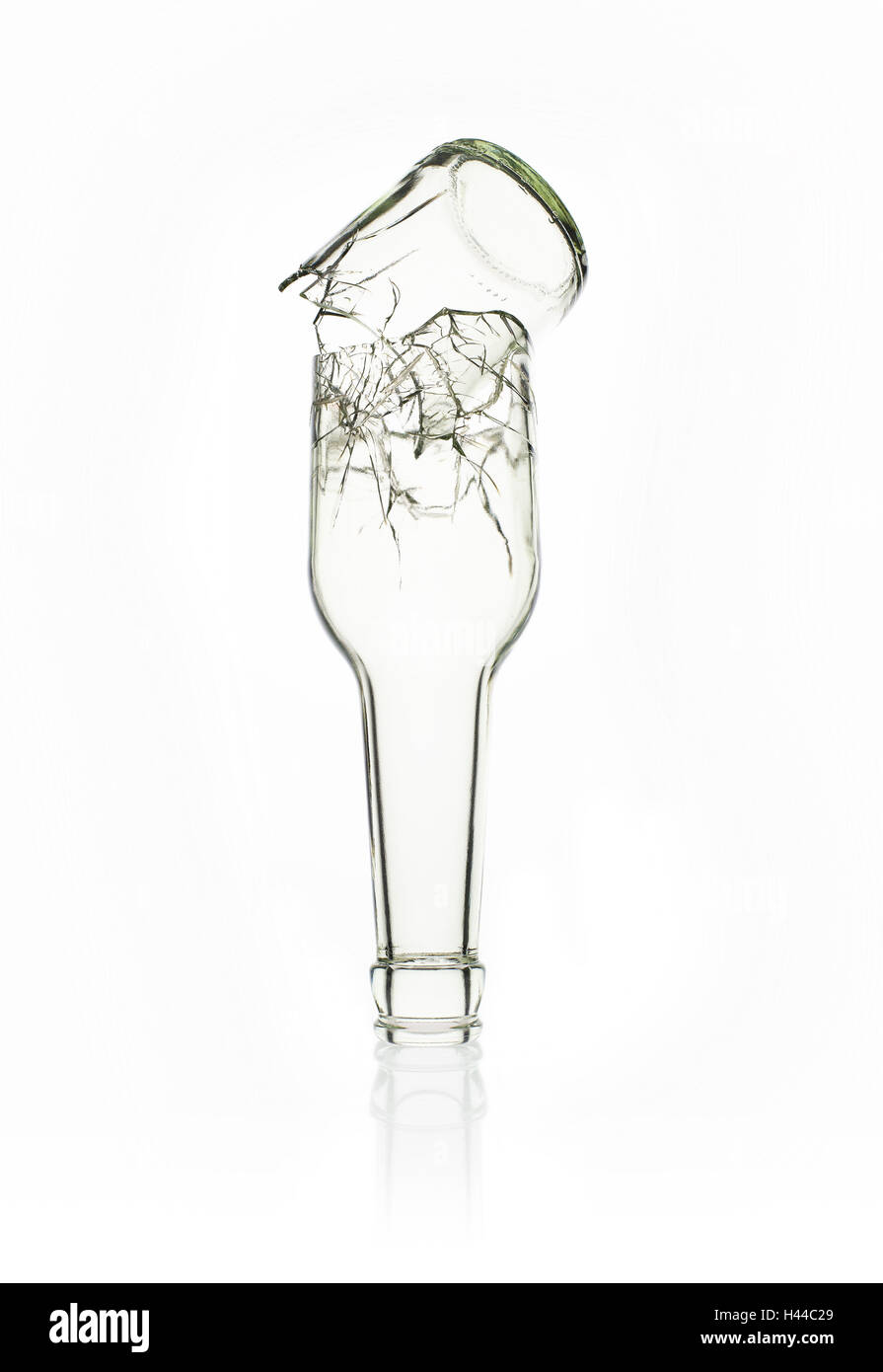 Glasflasche, gebrochen, Stockfoto
