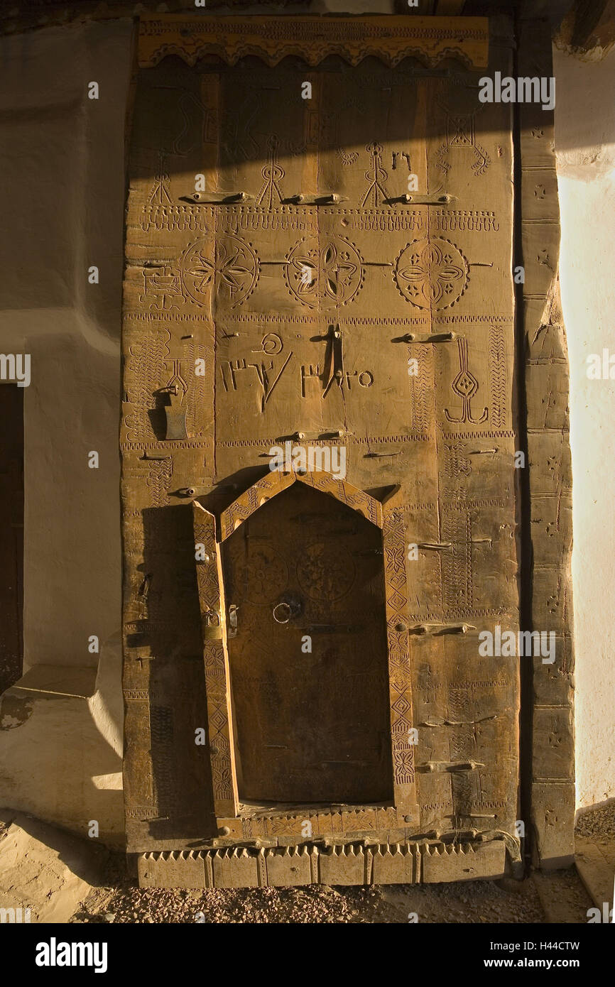 Saudi Arabien, Provinz Najran, Stadt Najran, Emarah historische Palast, Eingang, Stockfoto