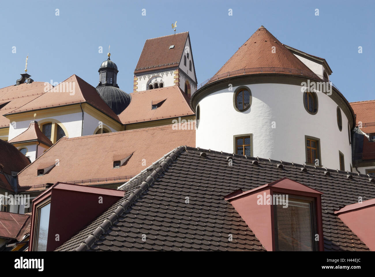 Häuser, Fenster, Dächer, Himmel, Deutschland, Bayern, Oberbayern, Allgäu, Ost-Allgäu, Füße, Stockfoto