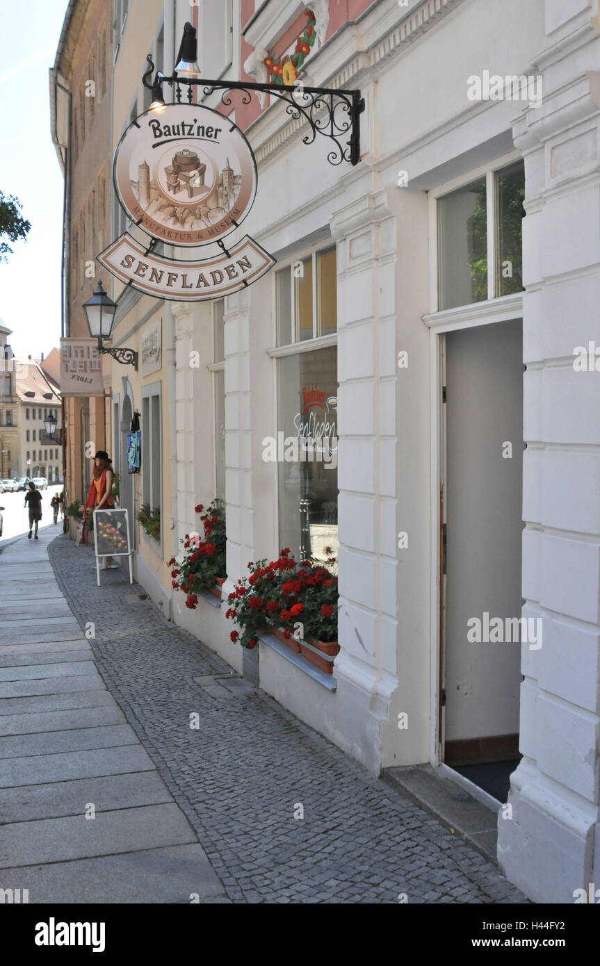 Fassade, Business, Fleischmarkt, Bautzen, Sachsen, Deutschland Stockfoto